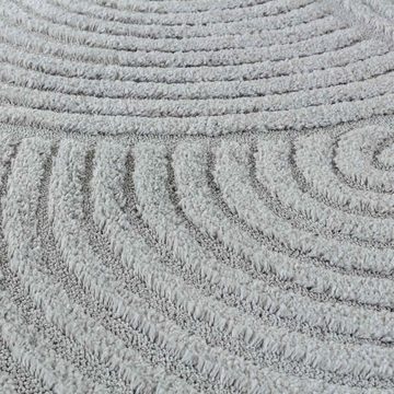 Designteppich Designerteppich Tokio hoch-tief Struktur Wellen uni, TaraCarpet, rechteckig, Höhe: 20 mm, moderner scandi BOHO grau Wohnzimmer Schlafzimmer Flur 120x170 cm
