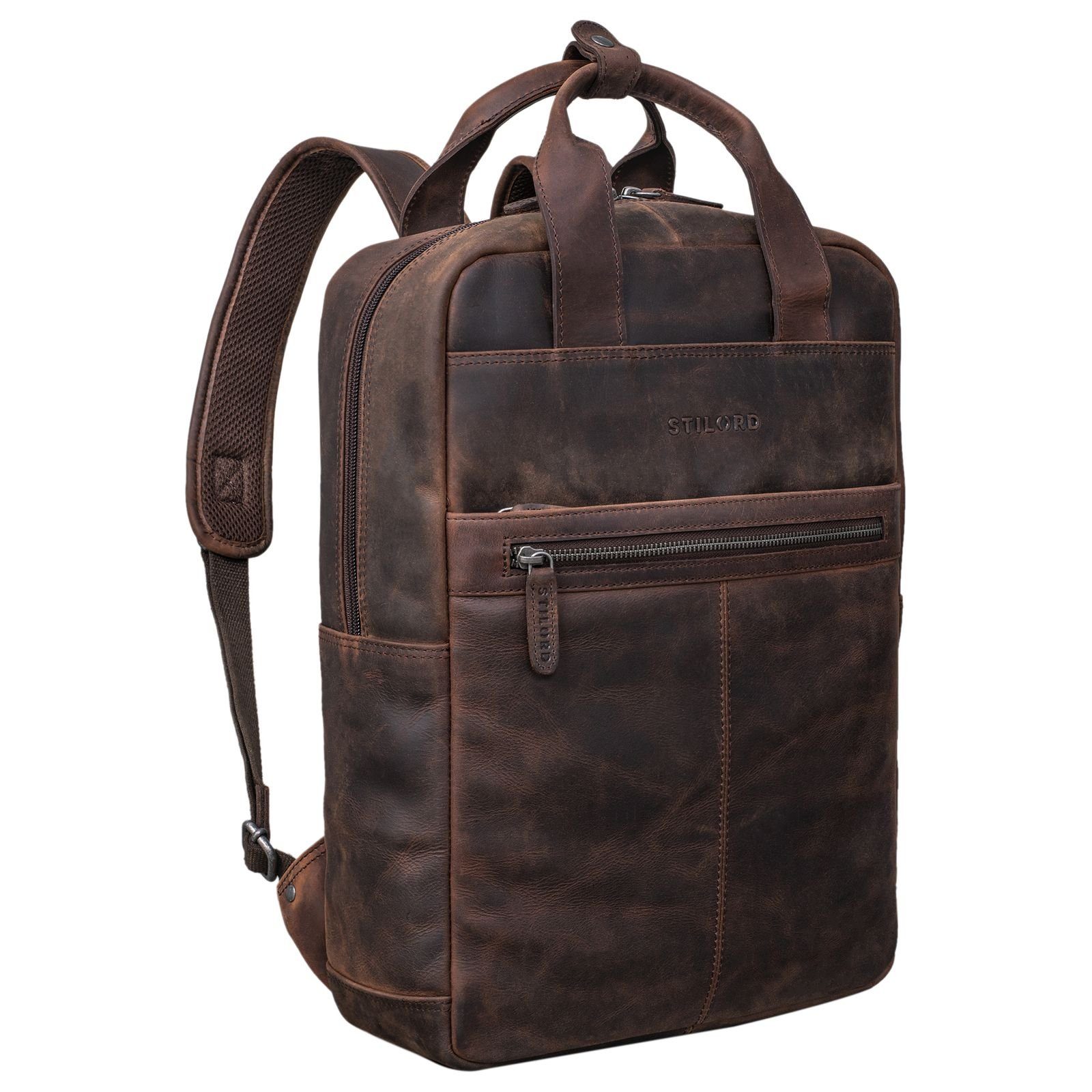 Notebook-Rucksack "Bryn" Leder Rucksack mit Laptopfach XL Business Rucksack Herren Damen