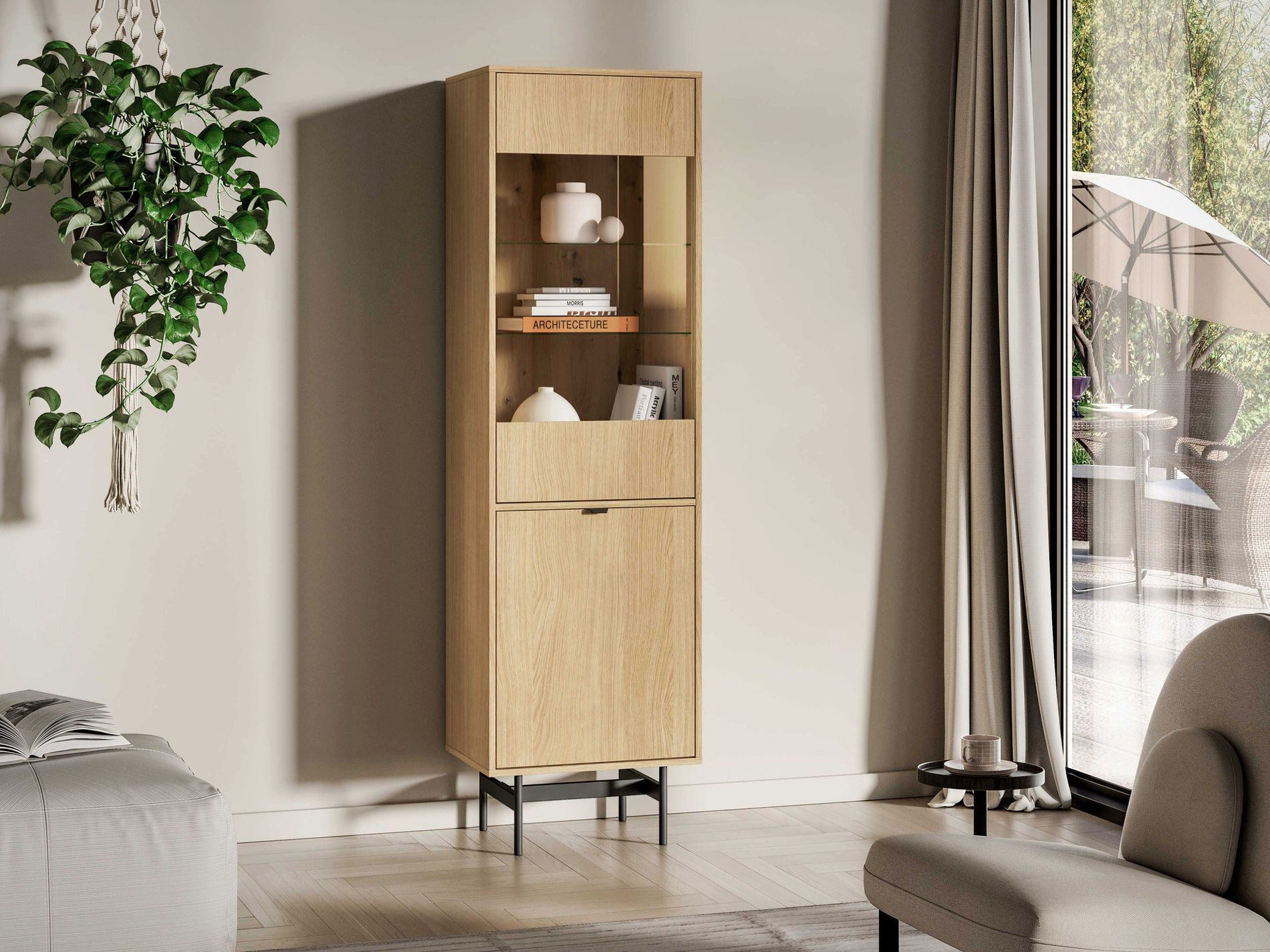 Selsey Standvitrine HEGGERS Vitrine mit Glastüren,169,9x40 cm
