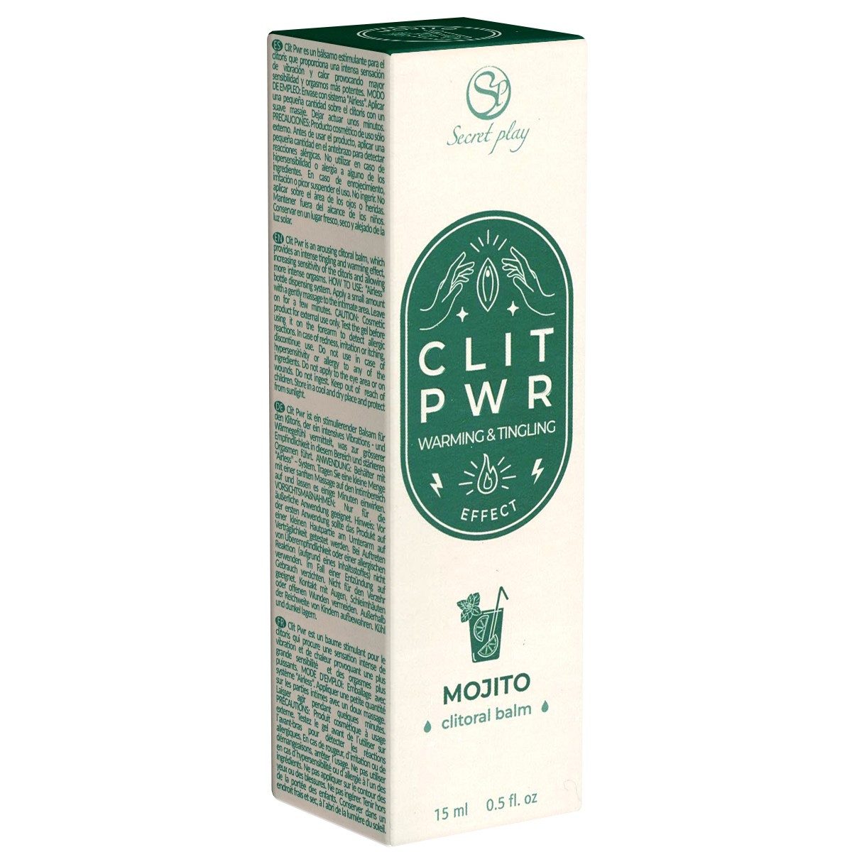 SECRET PLAY Stimulationsgel CLIT PWR Mojito, Flasche mit 15ml, 1-tlg., vibrierender Klitoris-Balsam für ein unvergessliches Orgasmus-Erlebnis