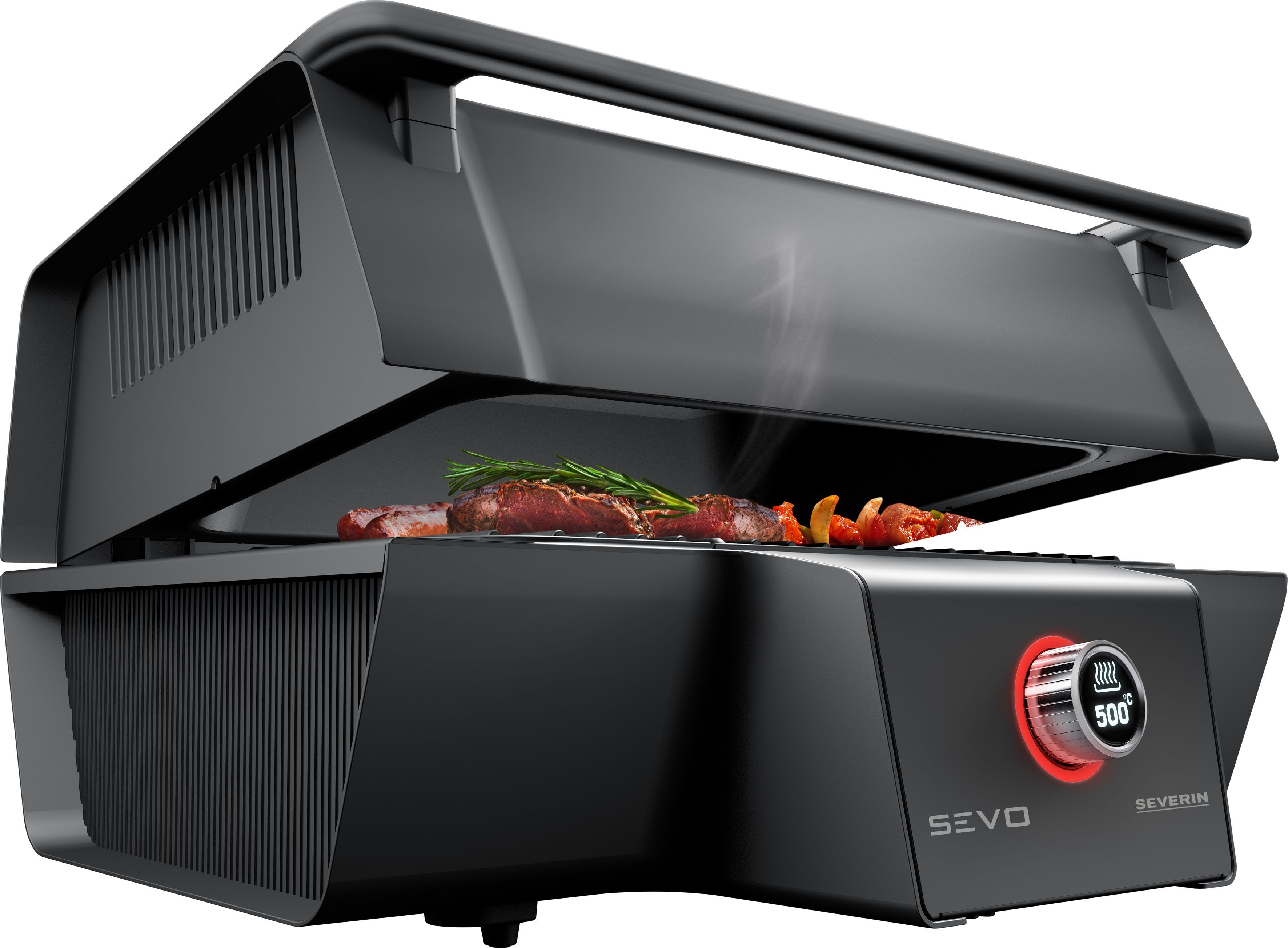 Severin Tischgrill SEVO GT PG 8106, 3000 W, BoostZone - 500°C für perfekte Brandings, integrierten Kernthermometer