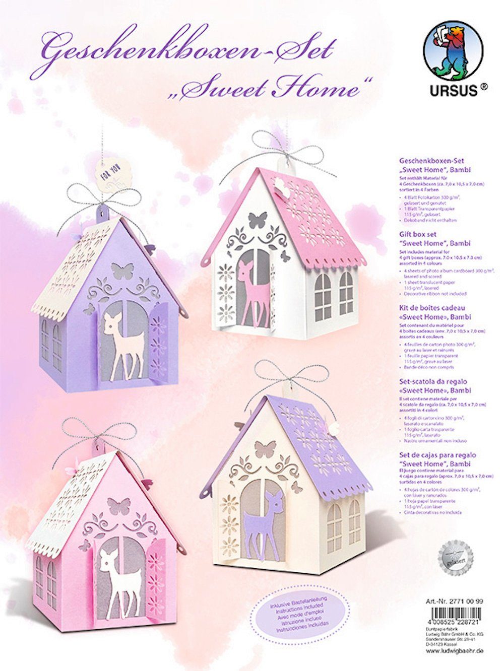 URSUS Kreativset Geschenkboxen & Deko-Set 'Sweet Home' Bambi