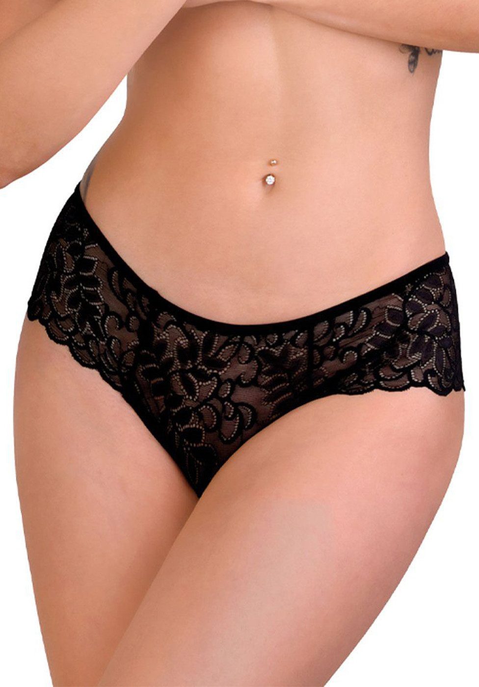 Slip Ella Ouvert Panty offerner Schritt Spitze - schwarz