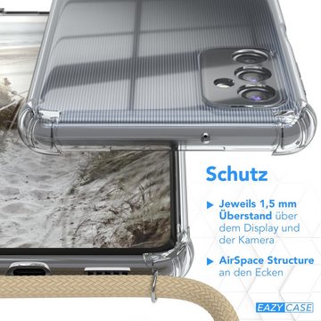 EAZY CASE Handykette Clips Schwarz für Samsung Galaxy M52 5G 6,7 Zoll, Handykordel Umhängetasche für Handy Hülle durchsichtig Beige Taupe