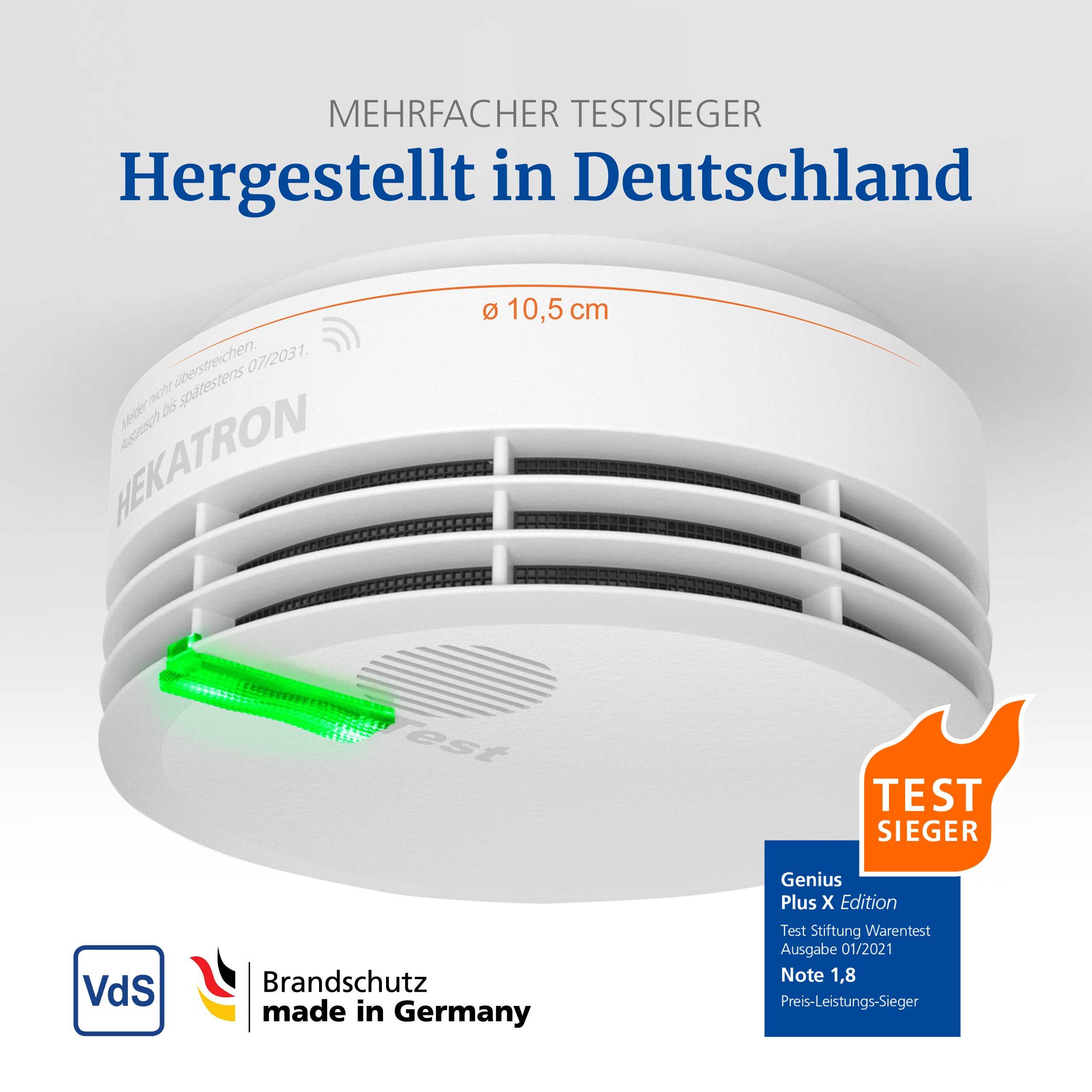 Hekatron Hekatron Genius Plus X Rauchmelder (opt. vernetzbar, 10 Jahre Batterie, made in Germany)