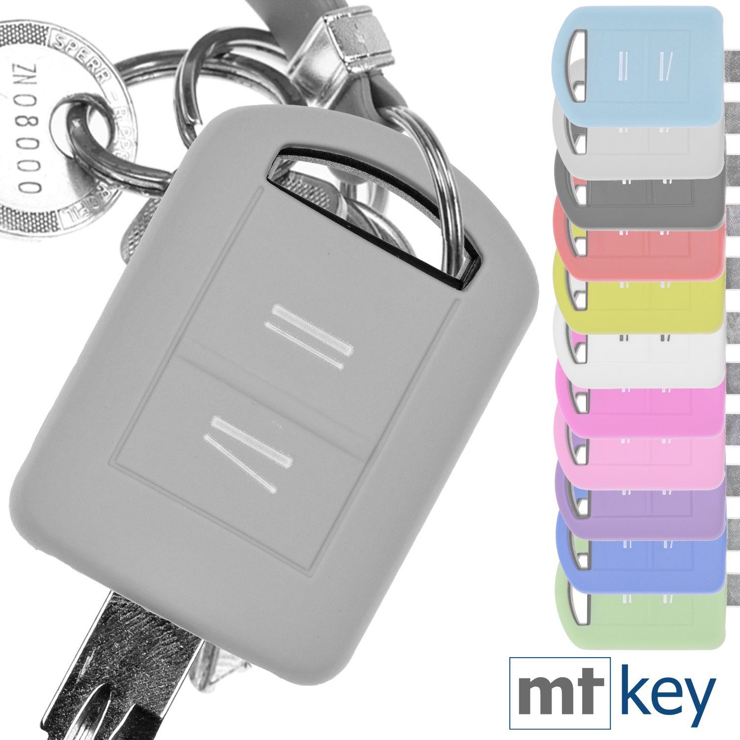 mt-key Schlüsseltasche Autoschlüssel Softcase Silikon Schutzhülle Grau, für Opel Combo C Corsa C Meriva A Tigra TwinTop