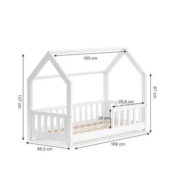 VitaliSpa® Hausbett Kinderbett Spielbett Wiki 80x160cm Weiß
