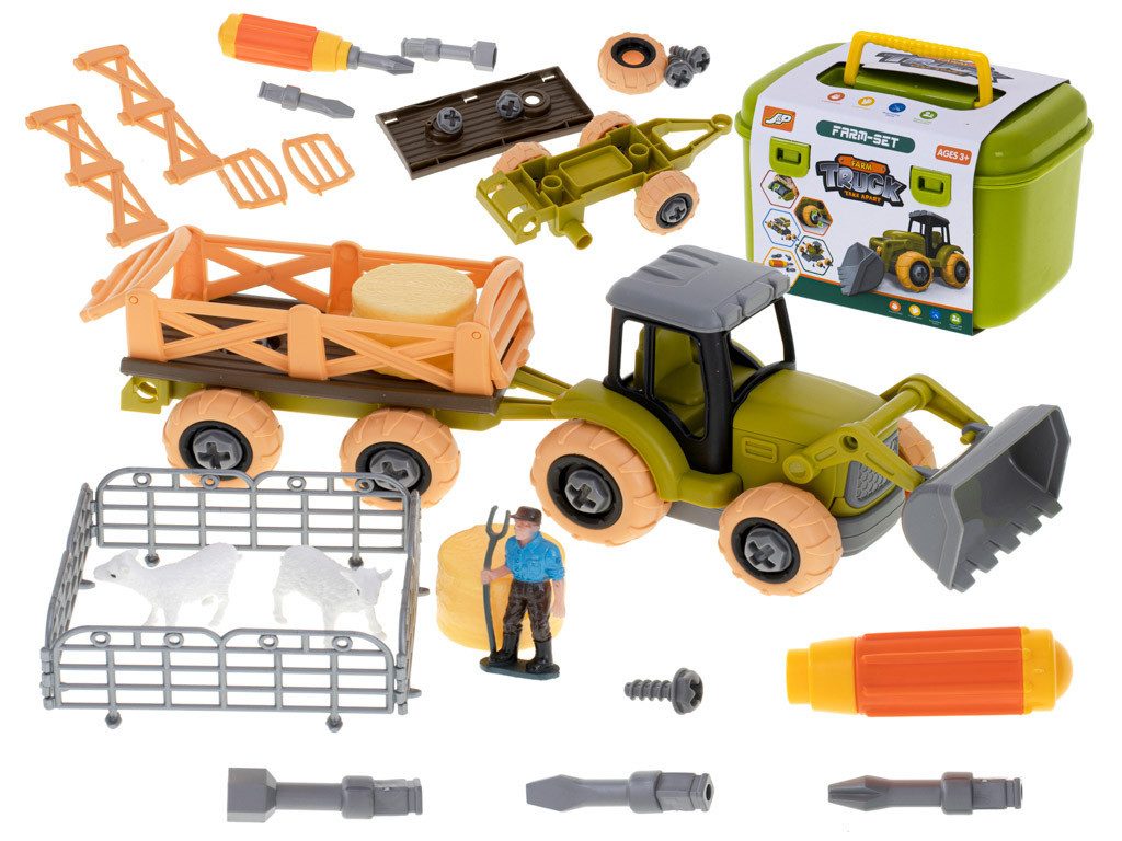 LA CUTE Spielzeug-Traktor Bauernhof Traktor Abenteuer Spielset für Kleinkinder: Landleben Spaß, (Bauernhof mit Traktor und Lämmer Set, Bauernhof-Spielset für fantasievolle Landabenteuer), Vielseitiges Spielzeug, Werkzeug. Förderung der Motorik. Kreativ