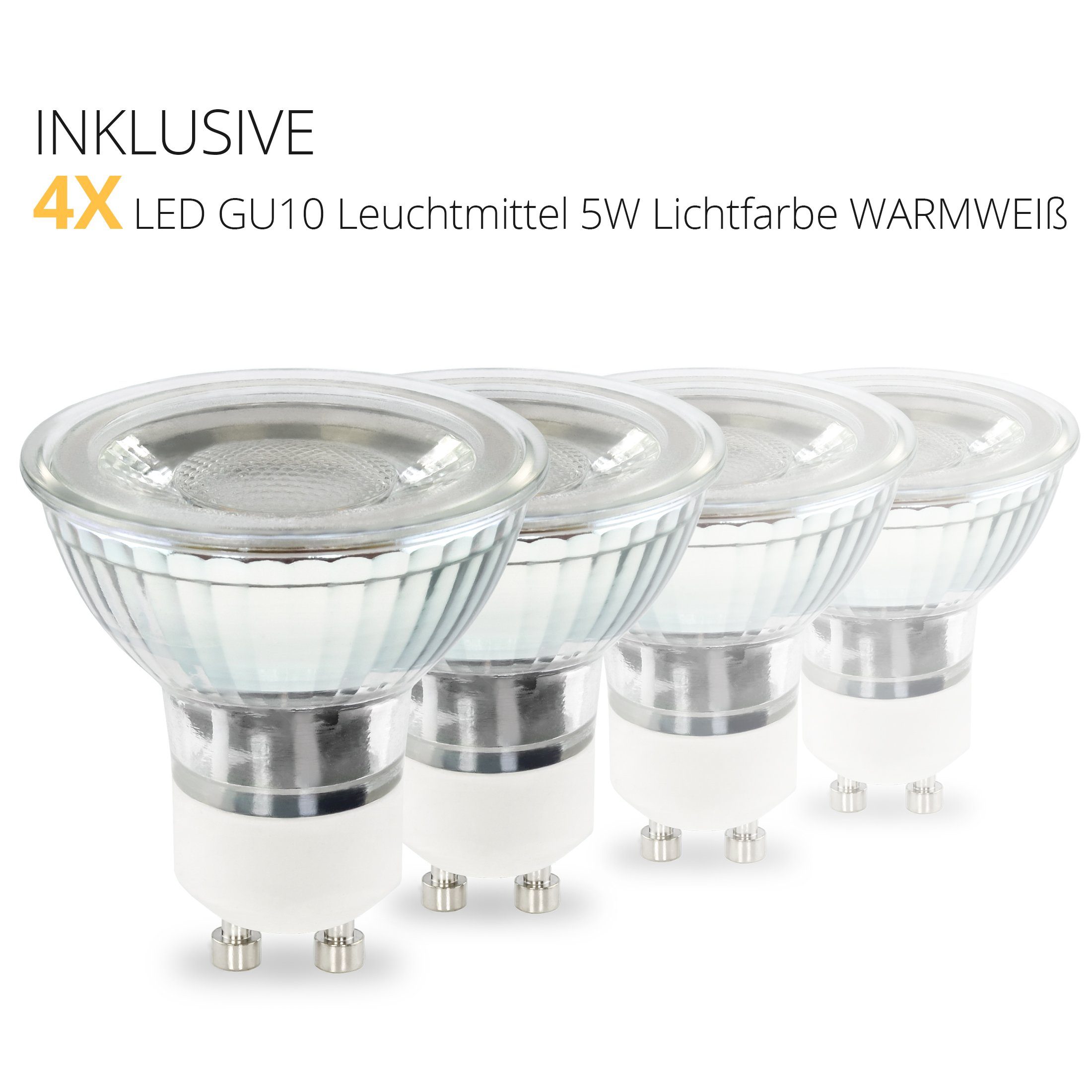 SSC-LUXon Spot Aufbauleuchte ALVO 4 Weiss in LED mit Schwarz 4x GU10, Moderne Warmweiß Deckenleuchte