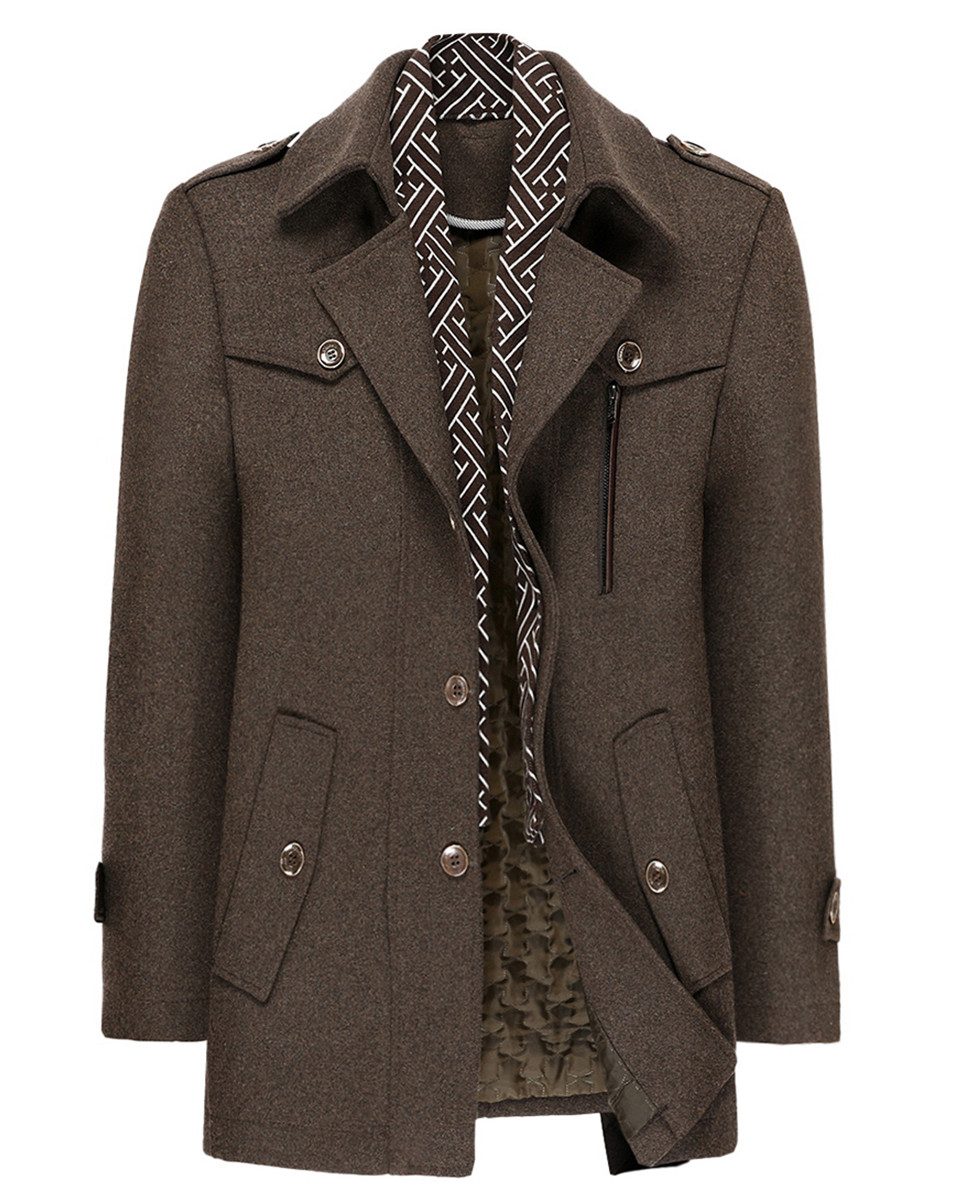 Allthemen Kurzmantel mit abnehmbarem Fake-Kragen Wintermantel Herren Wollma günstig online kaufen