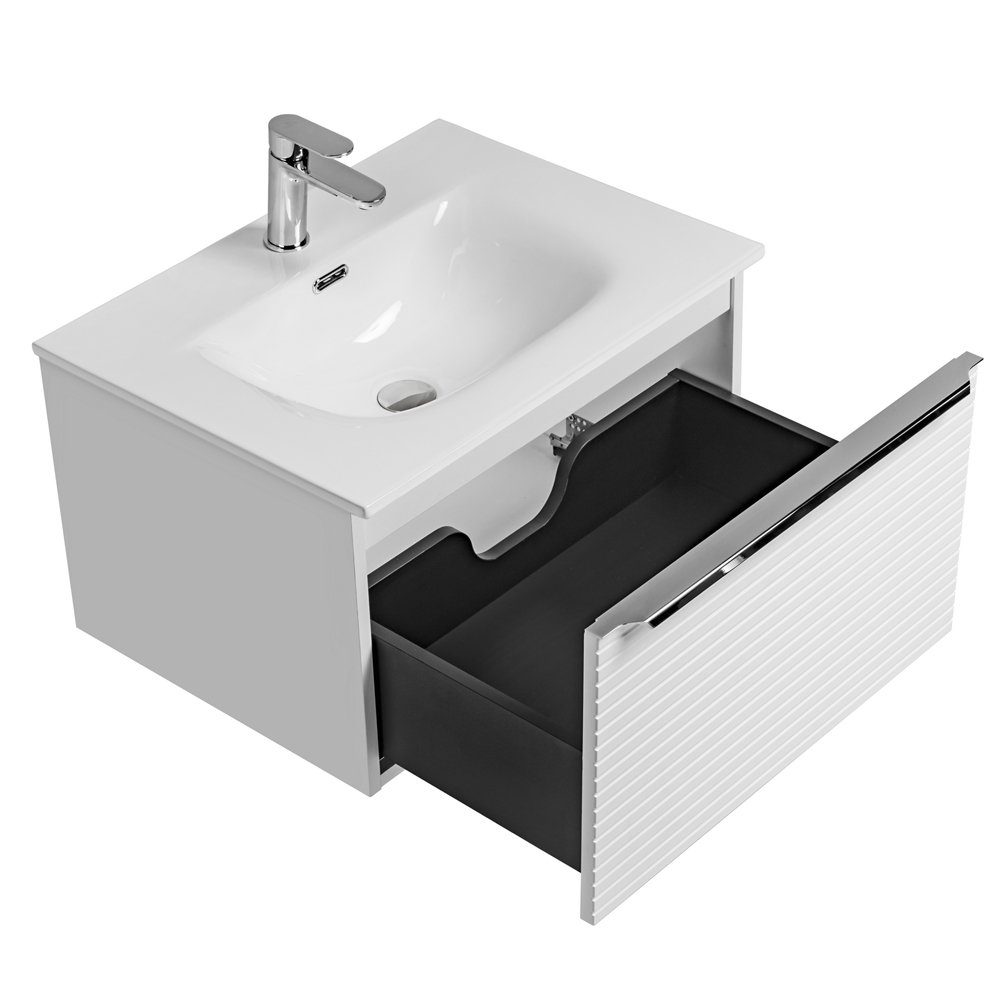 Thumbnail - Lomadox Waschtisch LARCIANO-56, weiß gerilt 61/41,2/46 cm