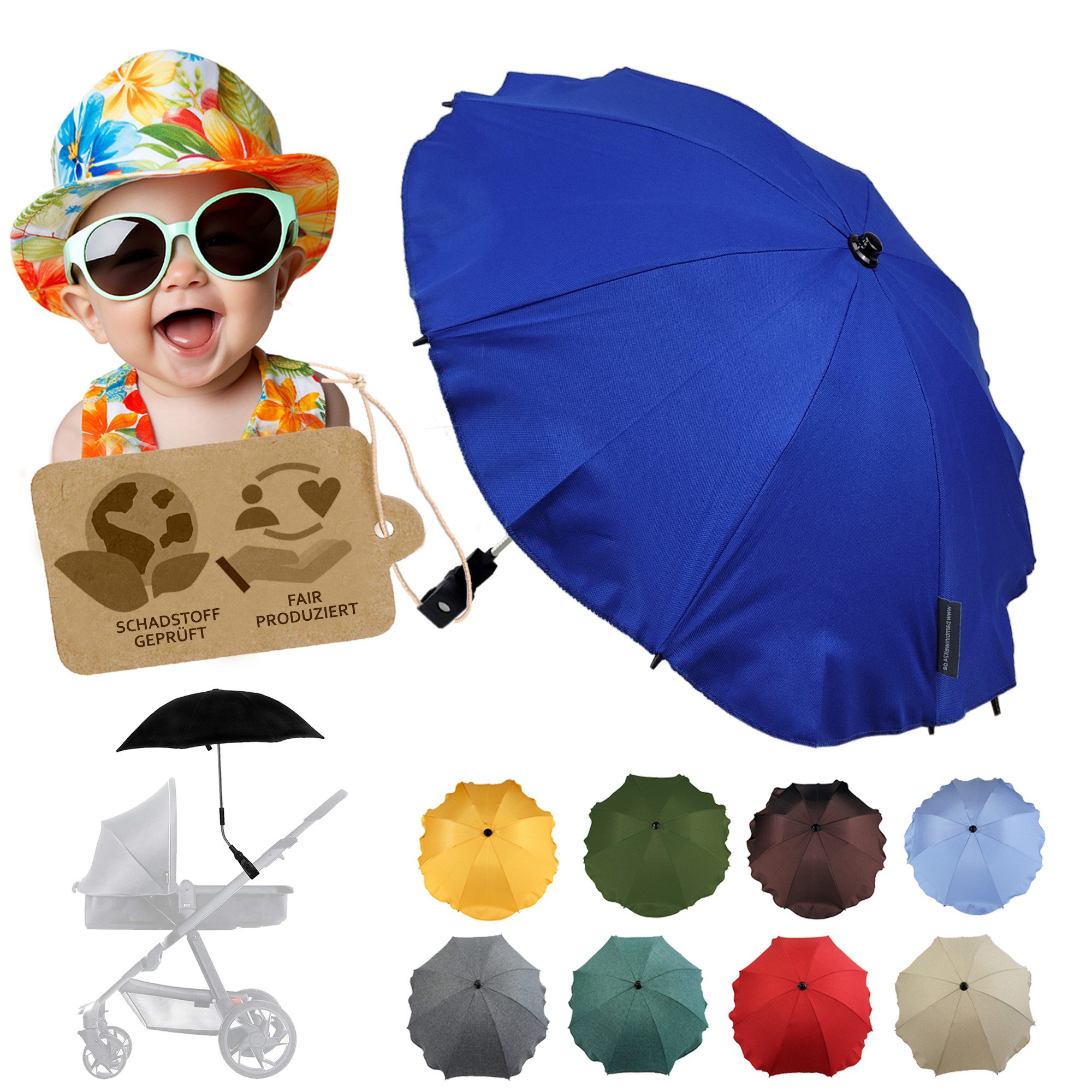 BambiniWelt by Rafael K. Kinderwagen-Sonnenschutzhülle Sonnenschirm Sonnenschutz für Kinderwagen Buggy Jogger universal UV50+, UV 50+ Schutz