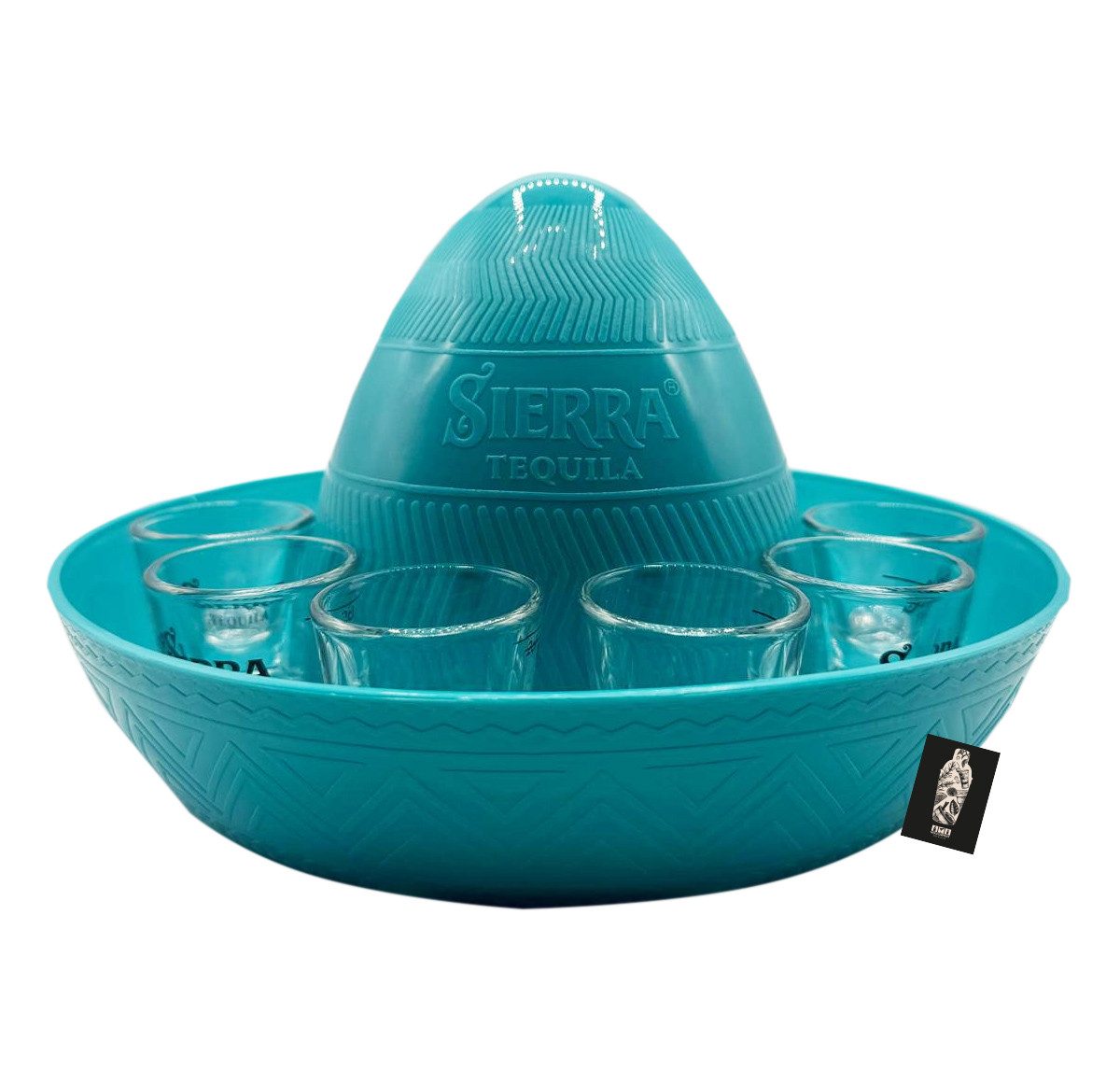 Mixcompany Tablett 11er Shotgläser Sierra Tequila 1x Tray Sombrero Set Tablett in Hutfo