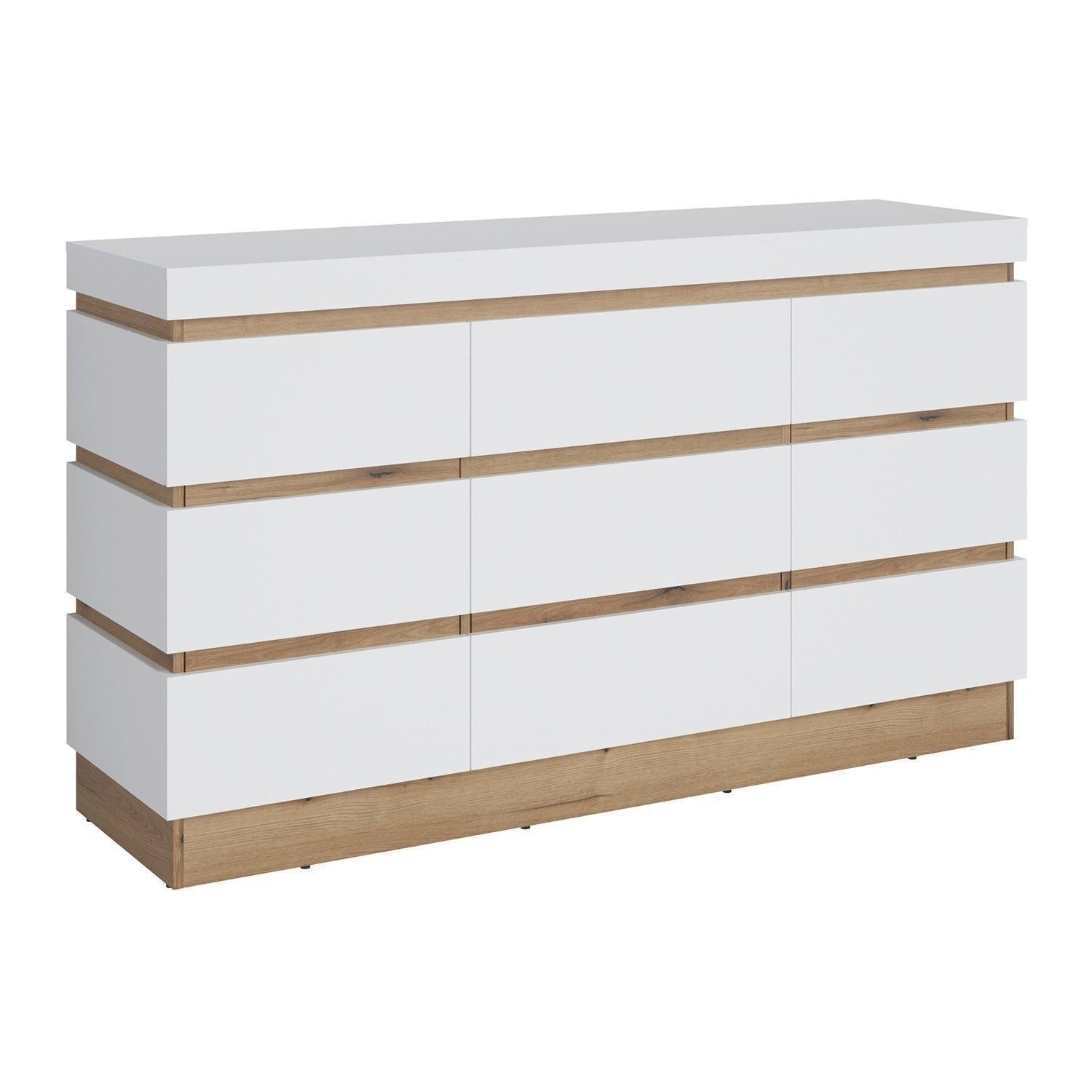 Sideboard CALABRIA, Alpinweiß, Evoke Eiche Dekor, 3 Türen, 1 Schublade, B 1 günstig online kaufen