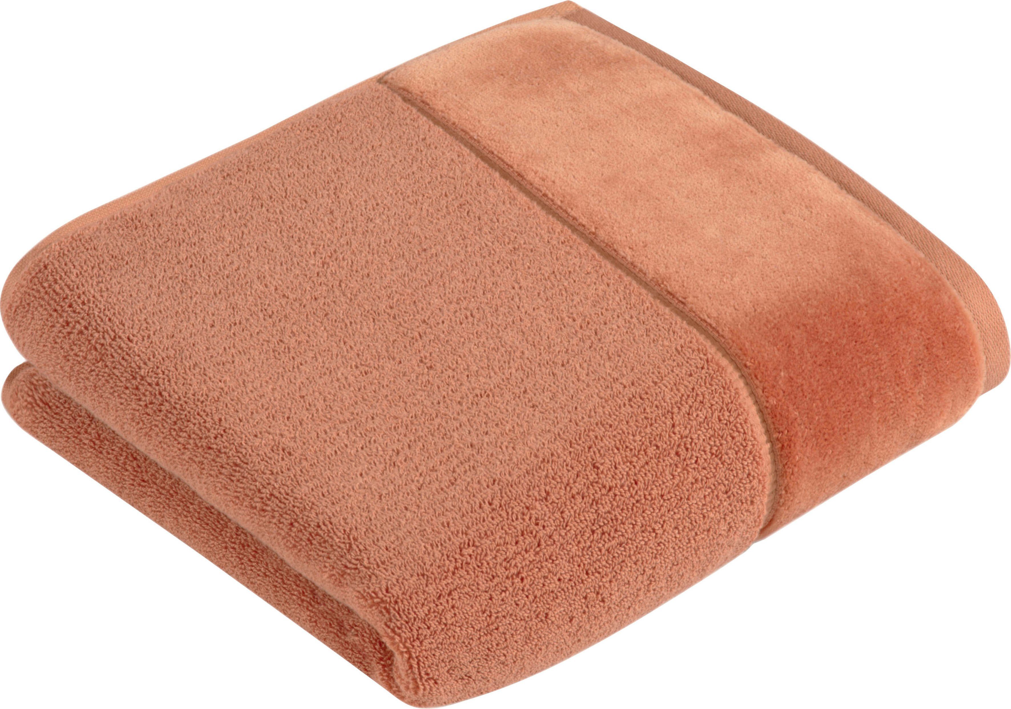 Webfrottier Vossen Veloursbordüre Handtuch VEGAN, eleganter & (1-St), mit bronze Baumwolle Pure,