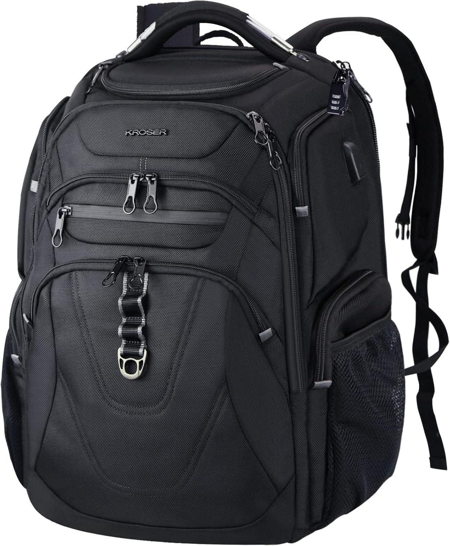 LuxusKollektion Laptoprucksack Laptop Rucksack Herren 18.4 Zoll USB Ladeanschluss Schwarz
