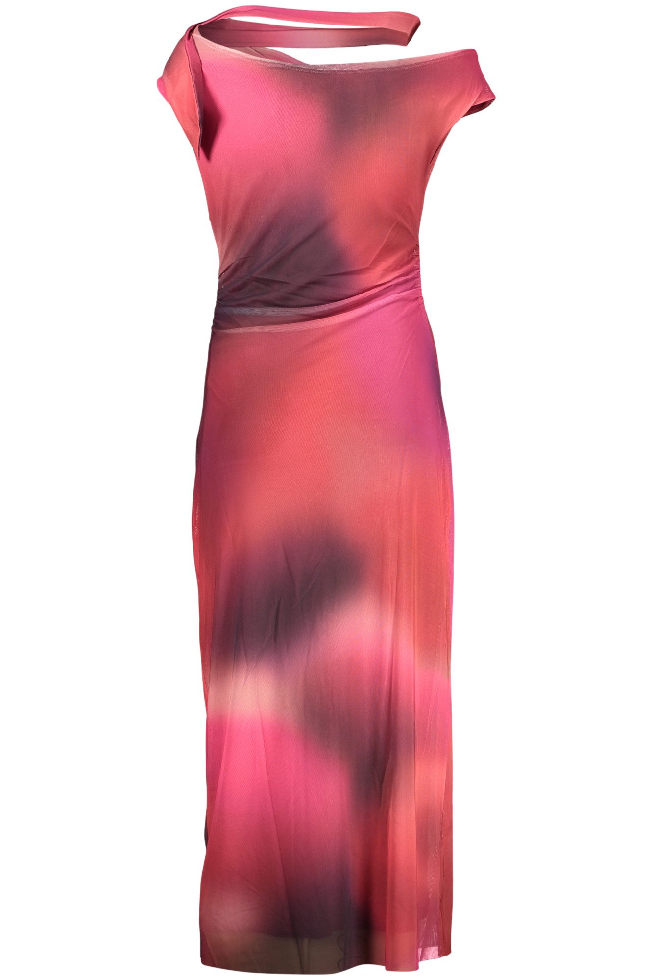 Desigual Partykleid Langes Damenkleid Lila mit U-Boot-Ausschnitt und Breiten Trägern