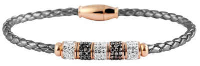 AKZENT Lederarmband Bethany Damen Armband aus Leder mit Edelstahlelement und Similibesatz (einzeln), Damen Armband