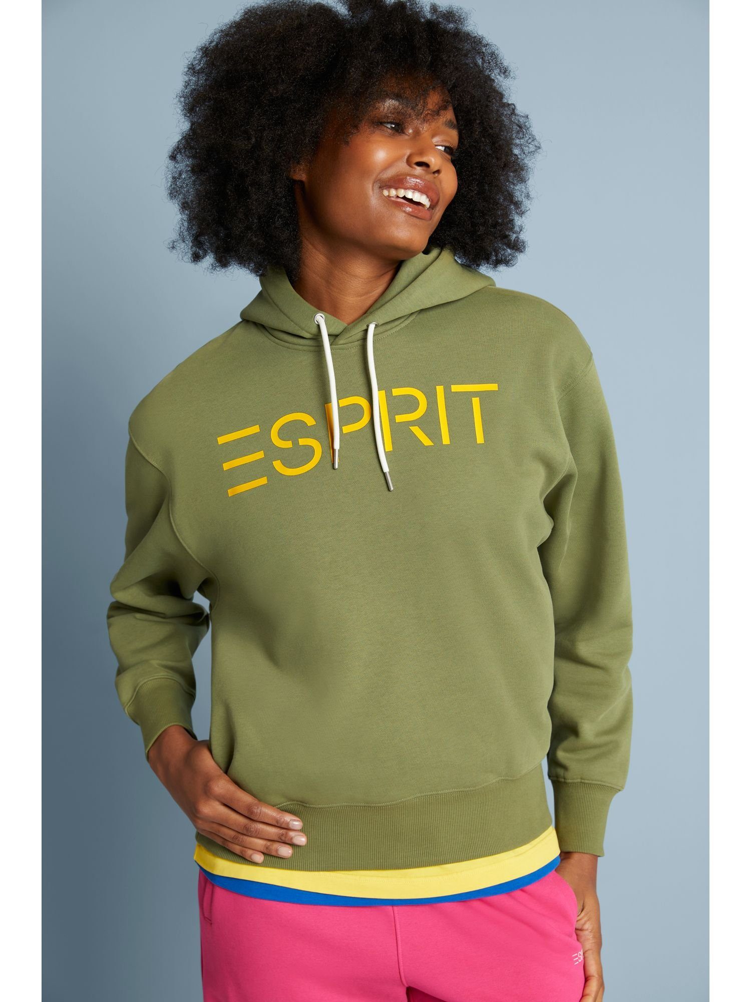 Esprit Sweatshirt mit Logo Fleece-Hoodie Unisex OLIVE (1-tlg)