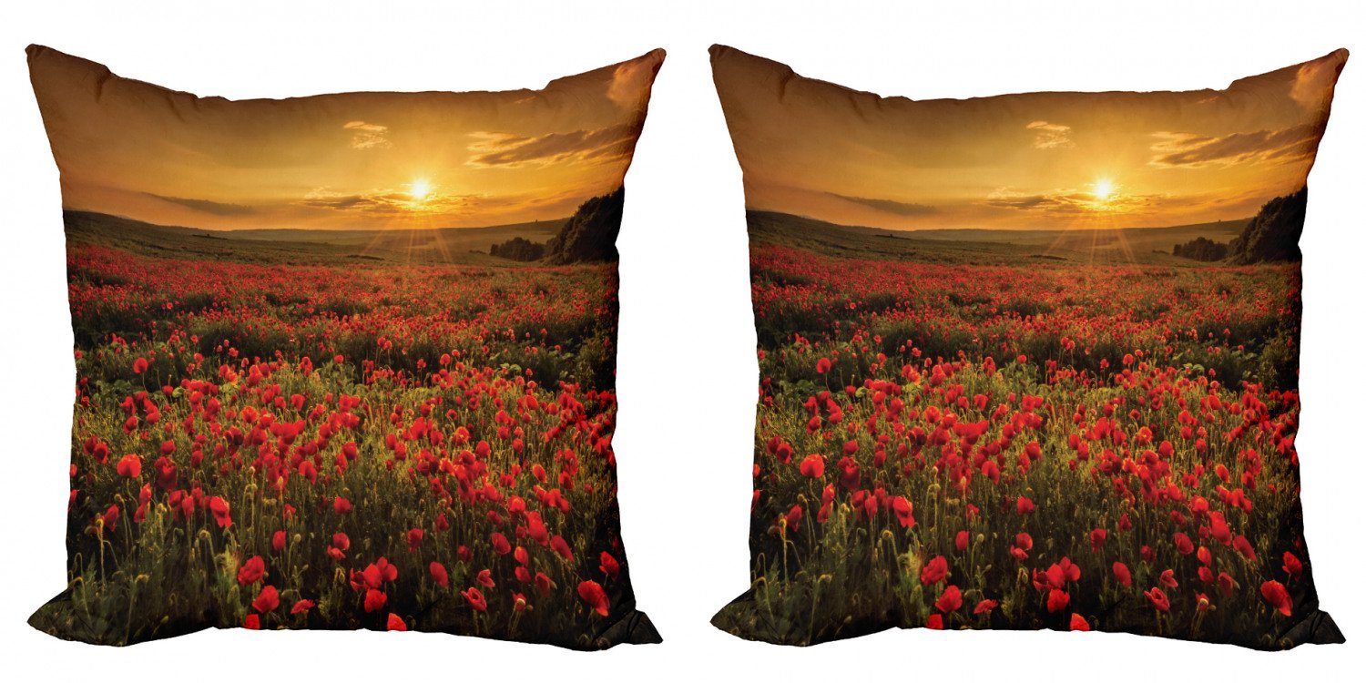 Kissenbezüge (2 Digitaldruck, Meadow Sunset Modern Accent Abakuhaus Doppelseitiger Stück), Ackerland Mohn