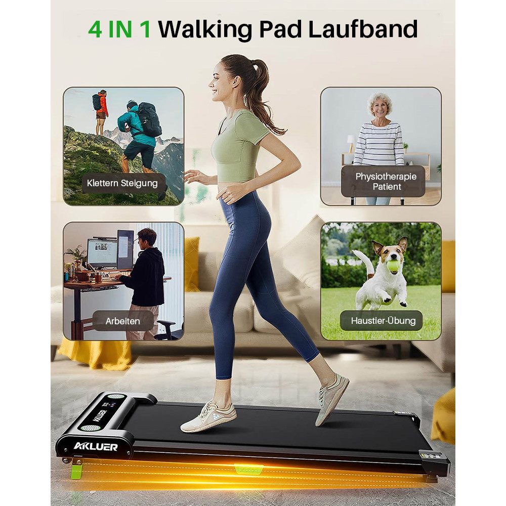 Akluer Laufband Heim-Laufbänder mit Steigung, Walking/Jogging Pad mit LED 1-6KM/H, Laufband mit Fernbedienung für Zuhause & Büro, bis 120 kg