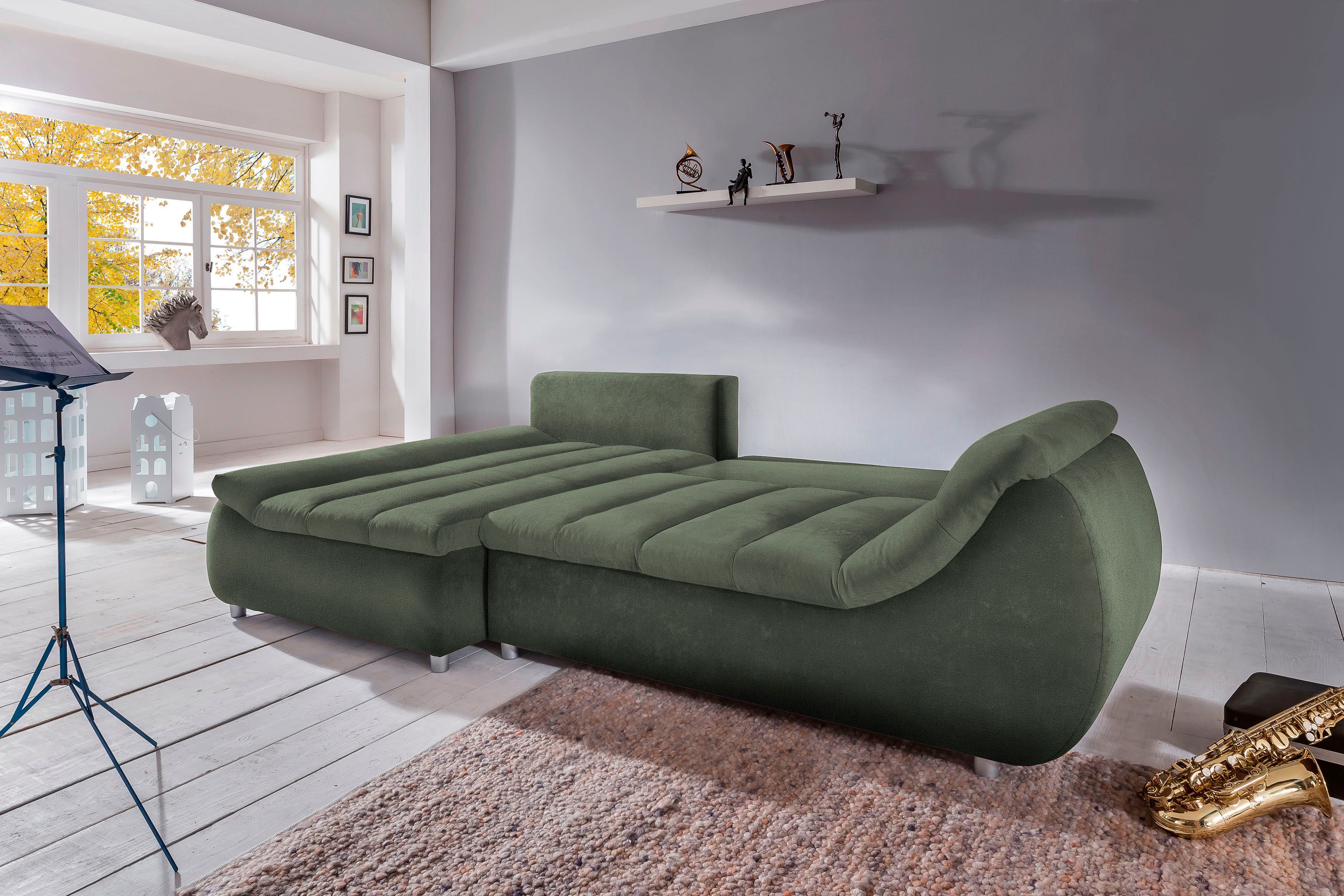INOSIGN Ecksofa "Imola elegant und bequem, aktuelle Steppung im Sitz, L-For günstig online kaufen