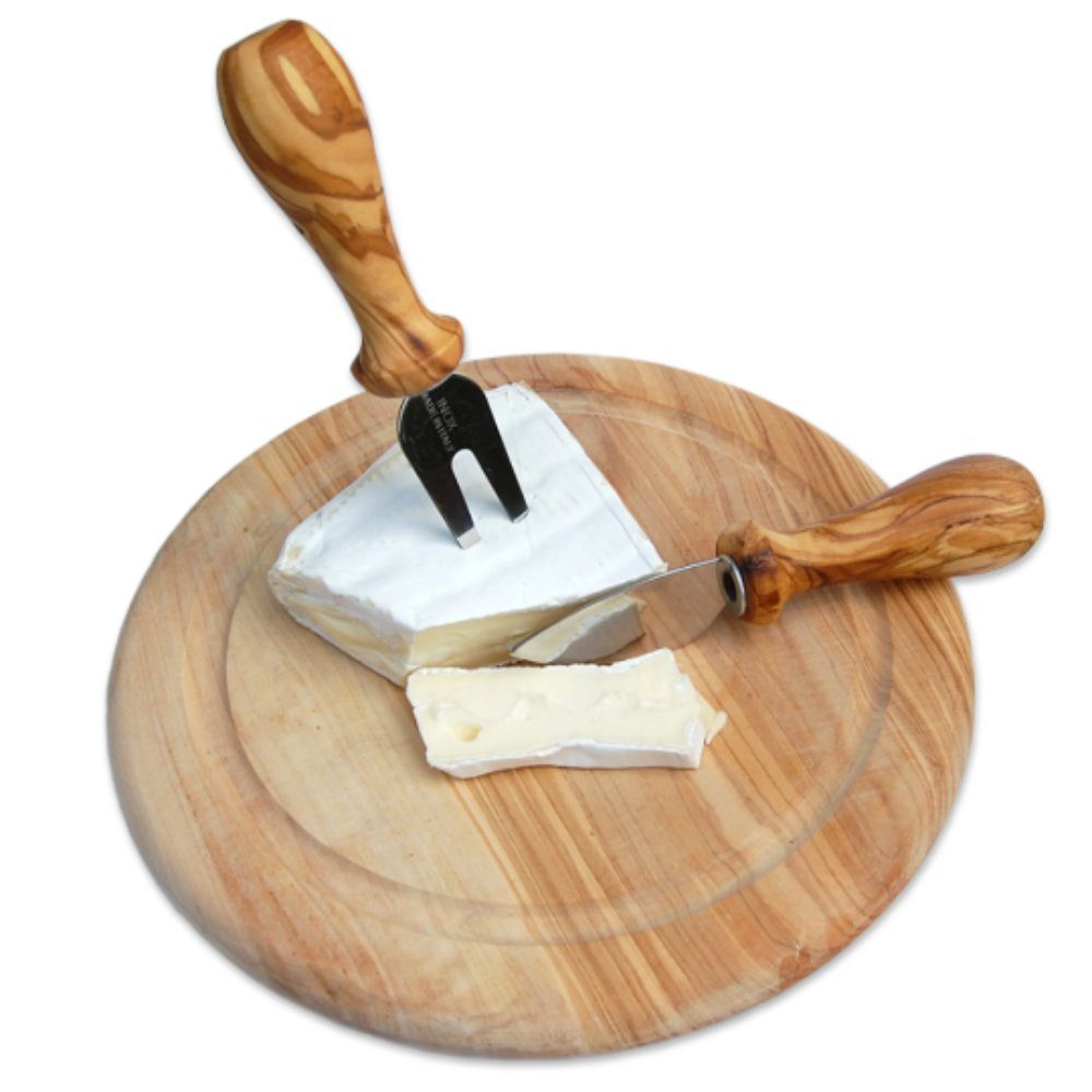 Käsebesteck-Set Griff Wirkung, mit einsetzbar aus Käsemesser antibakterielle vielseitig 2tlg. Olivenholz-erleben Olivenholz,