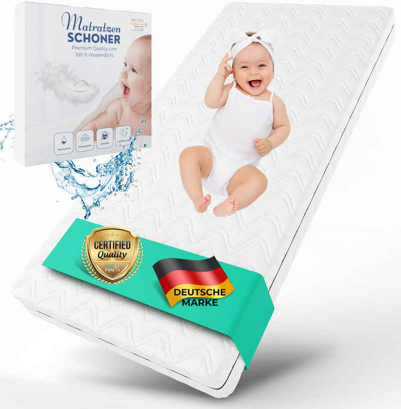 Kindermatratze COZY inkl. Матрасыschoner bis 30 cm Höhe, Alavya Home®, 10 cm hoch, (Set, 1X Wasserdicht matratzenschoner), mit waschbarem Bezug CertiPUR zertifizierter Härtegrad H2 Matratze