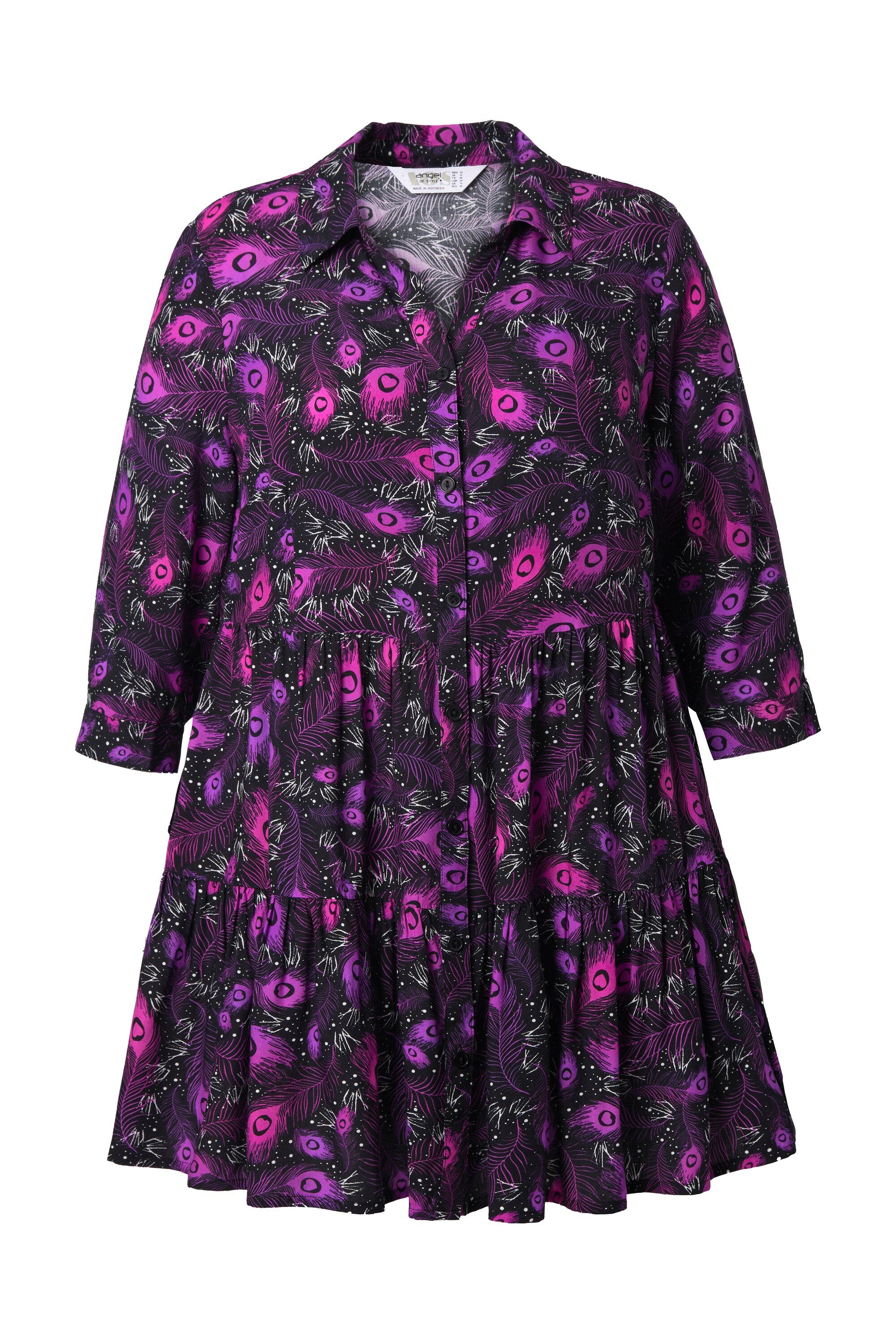 Angel of Style Longbluse Bluse Feder-Muster Volants günstig online kaufen