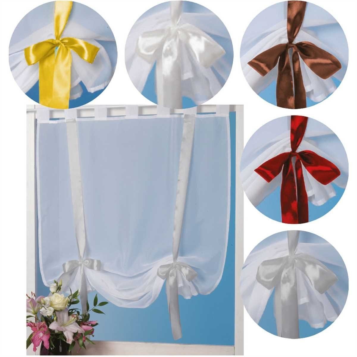 Vorhang, Weiße mit Raffbändern, in Schlaufen und Raffgardine transparent, farbigen Braun Arsvita, vers. Größen Schlaufen,