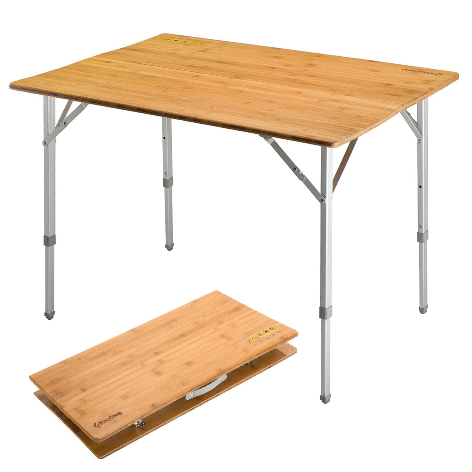 KingCamp Campingtisch Bambus Camping Falt Tisch Garten - Klapptisch Alu
