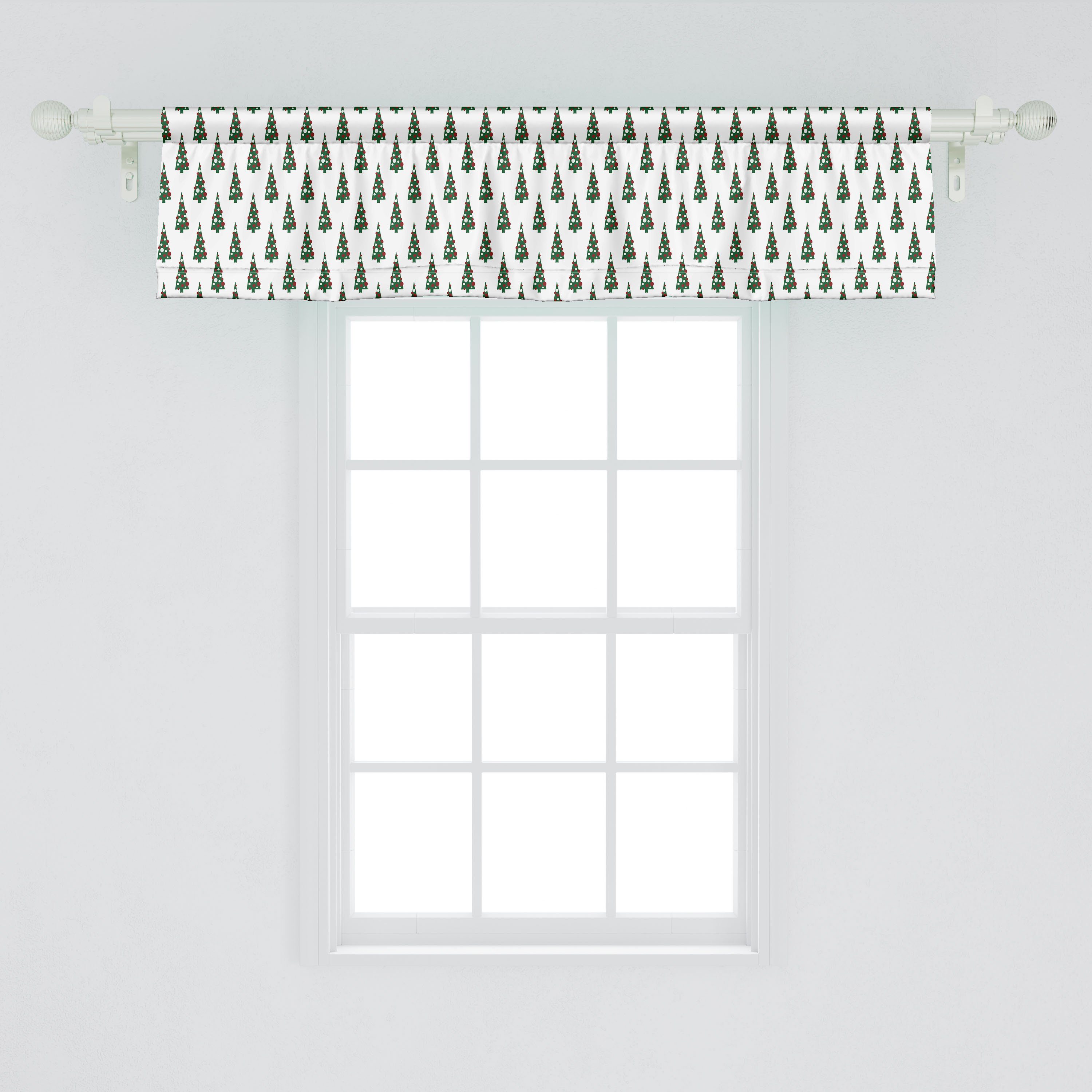 Scheibengardine Vorhang für Xmas Tree Microfaser, Schlafzimmer Stangentasche, Abakuhaus, Dekor Pattern Küche mit Geometrisch Volant