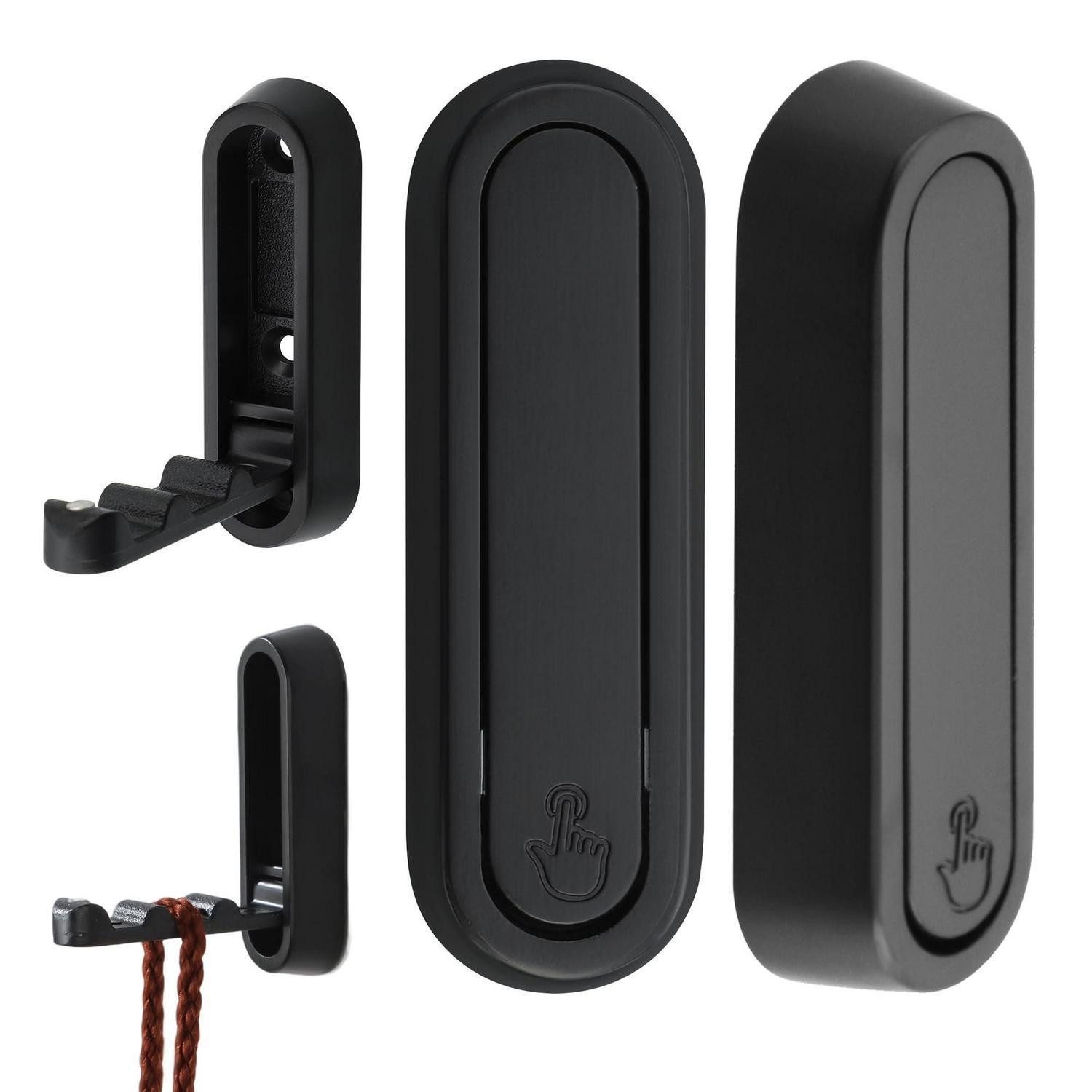 LuxusKollektion Klapphaken Garderobenhaken klappbar 73mm Schwarz, (1-St)
