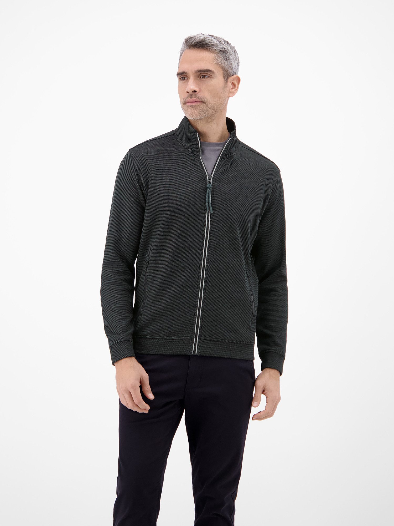 LERROS Sweatjacke Sweatjacke aus Baumwollmischgewebe Jacke im Baumwollmix mit Reißverschluss, Stehkragen und Seitentaschen