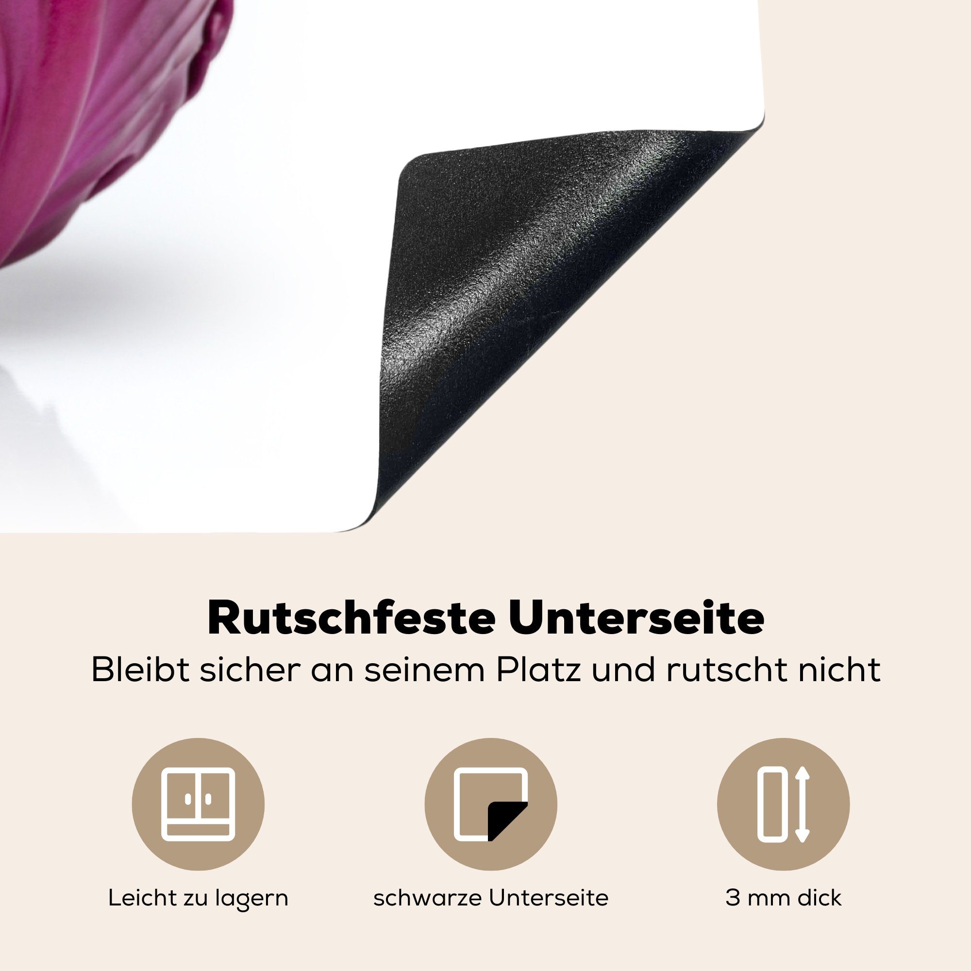 für küche, Induktionskochfeld Herdblende-/Abdeckplatte cm, mit tlg), (1 Ceranfeldabdeckung MuchoWow Rotkohl 81x52 Schutz Vinyl, die violettem Farbton,