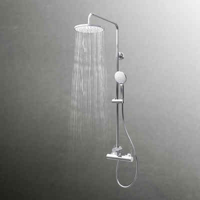 Schulte Duschsystem DuschMaster Rain III White Style mit Einhebelmischer, rund, Höhe 117.6 cm