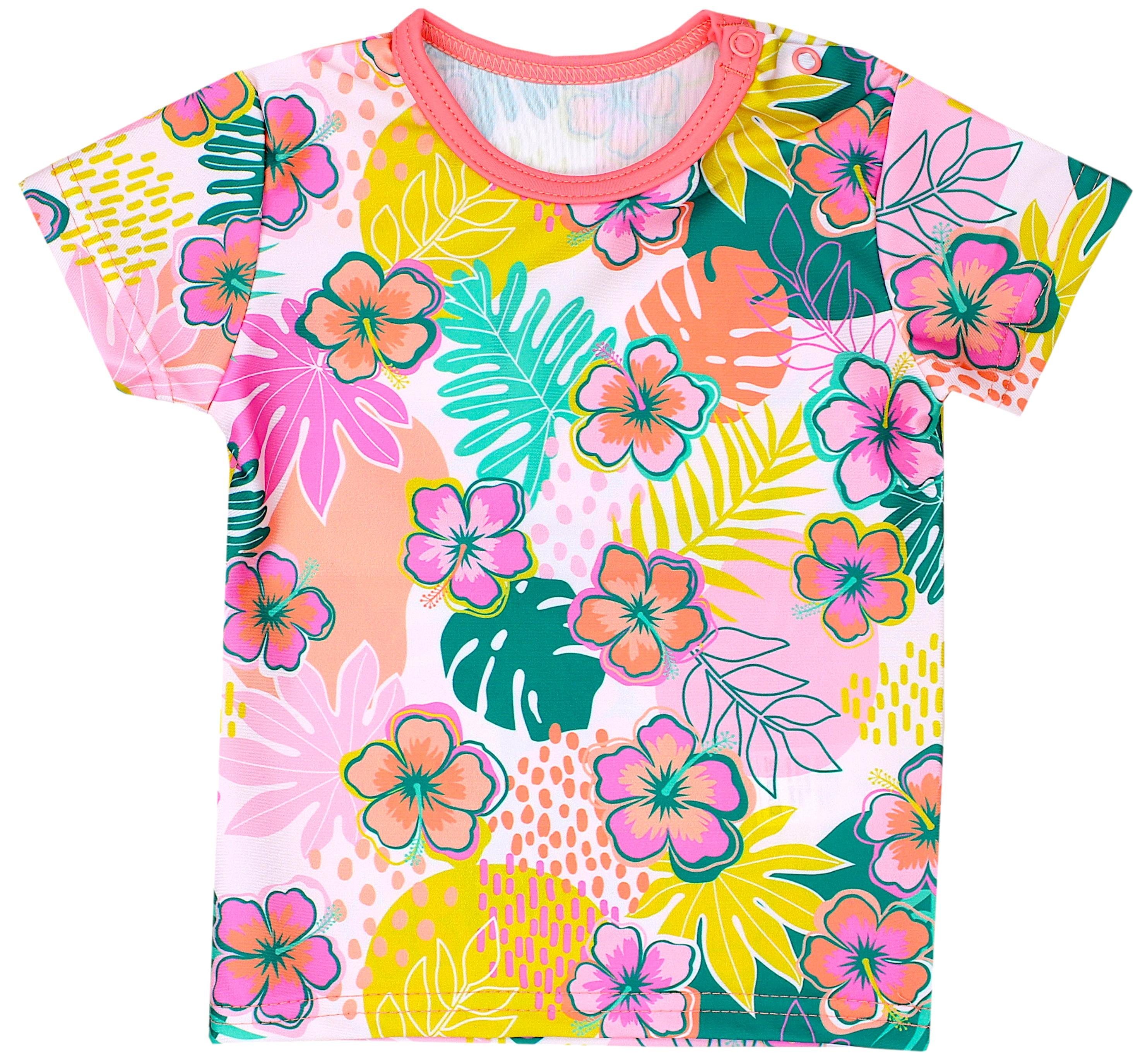 Aquarti Shirt / Badehose Kinder Orange Baby Blau Set Zweiteiler / UV-Schutz Mädchen Badeanzug Badeanzug Blumen Rosa