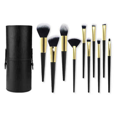 Silberstern Kosmetikpinsel-Set 10-teiliges Make-up-Pinsel-Set mit weichen Borsten, Beauty-Tools, Schwarzer Griff mit hochwertigem Aufbewahrungseimer
