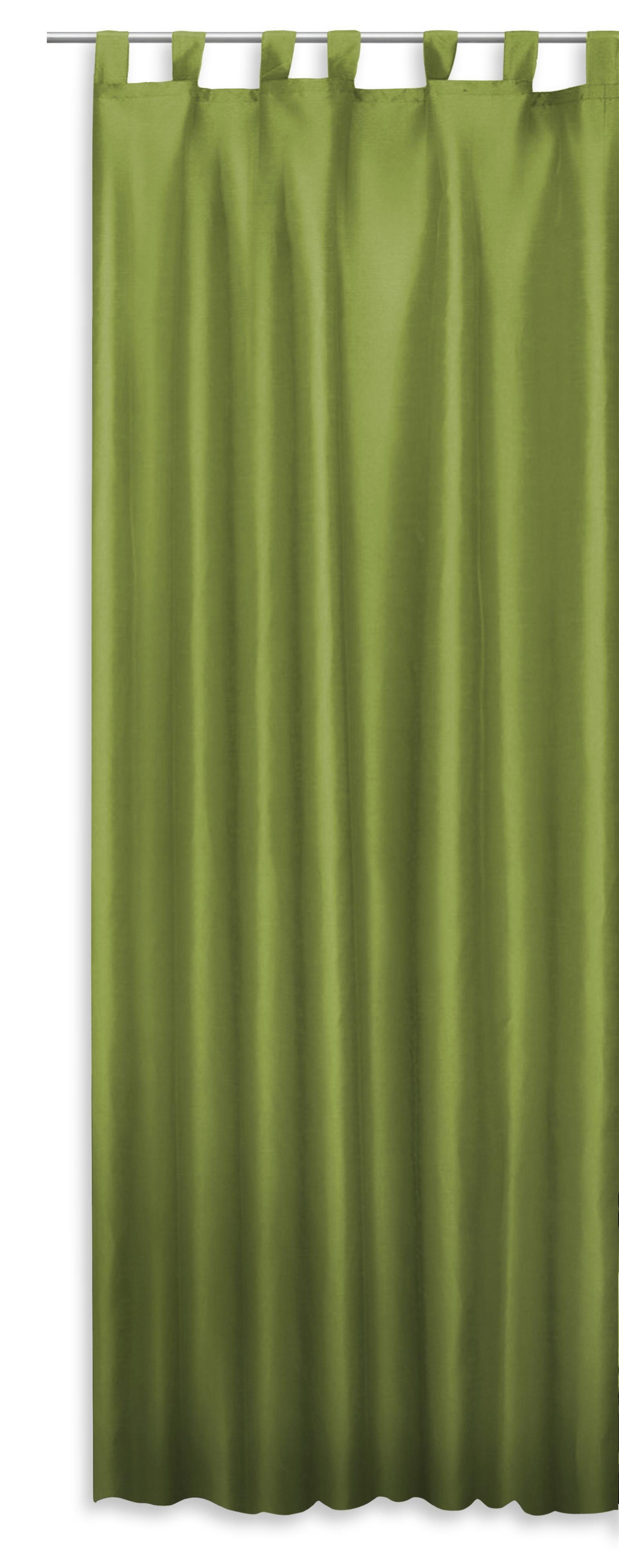 Gardine Schlaufenschal 140x245 cm halbtransparent Vorhang Schlaufen Gardine, Haus und Deko, Schlaufen (1 St), halbtransparent, Polyester Dunkelgrün | Fertiggardinen