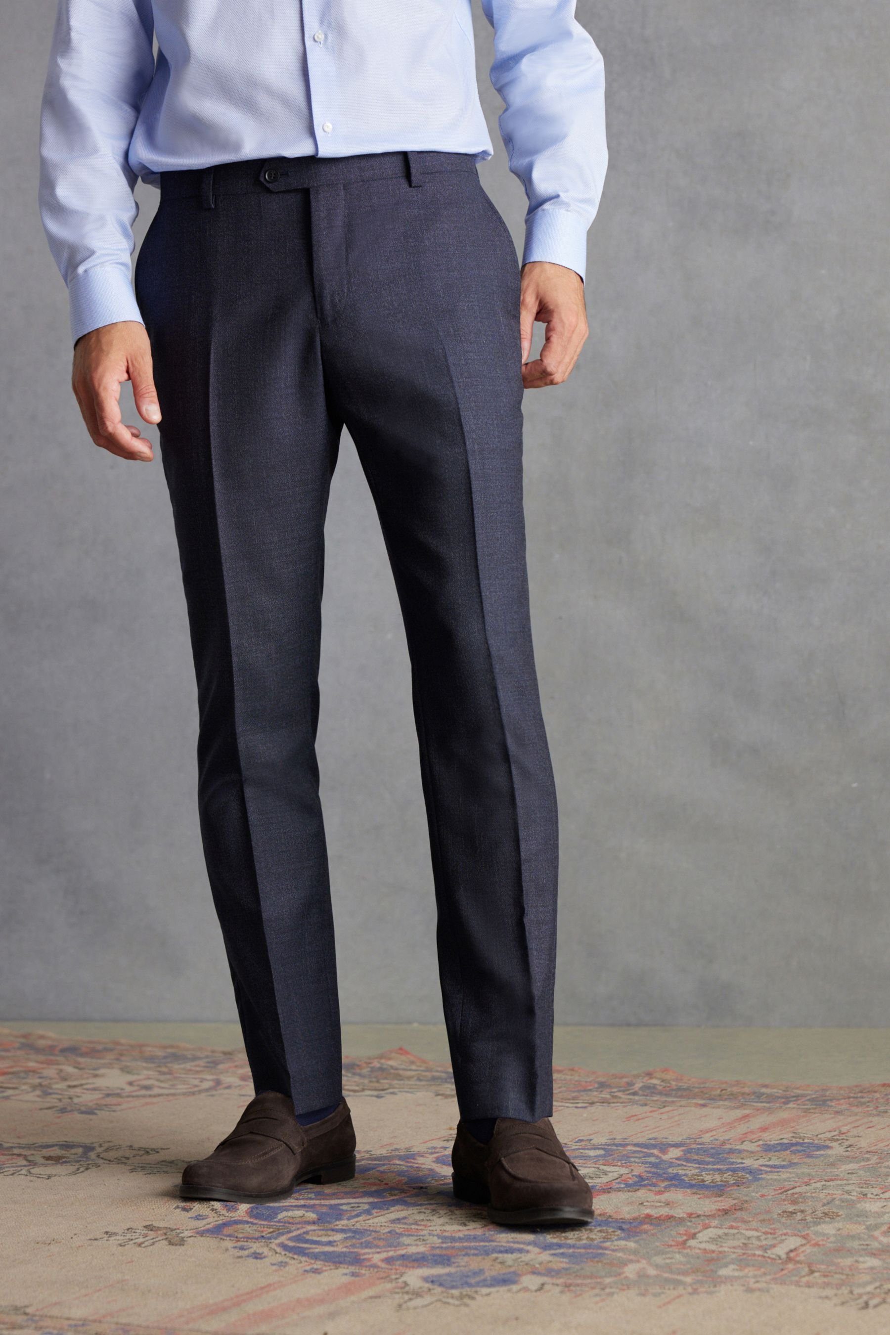 Anzughose Slim Fit (1-tlg) Navy Anzughose strukturiertes Signature Next