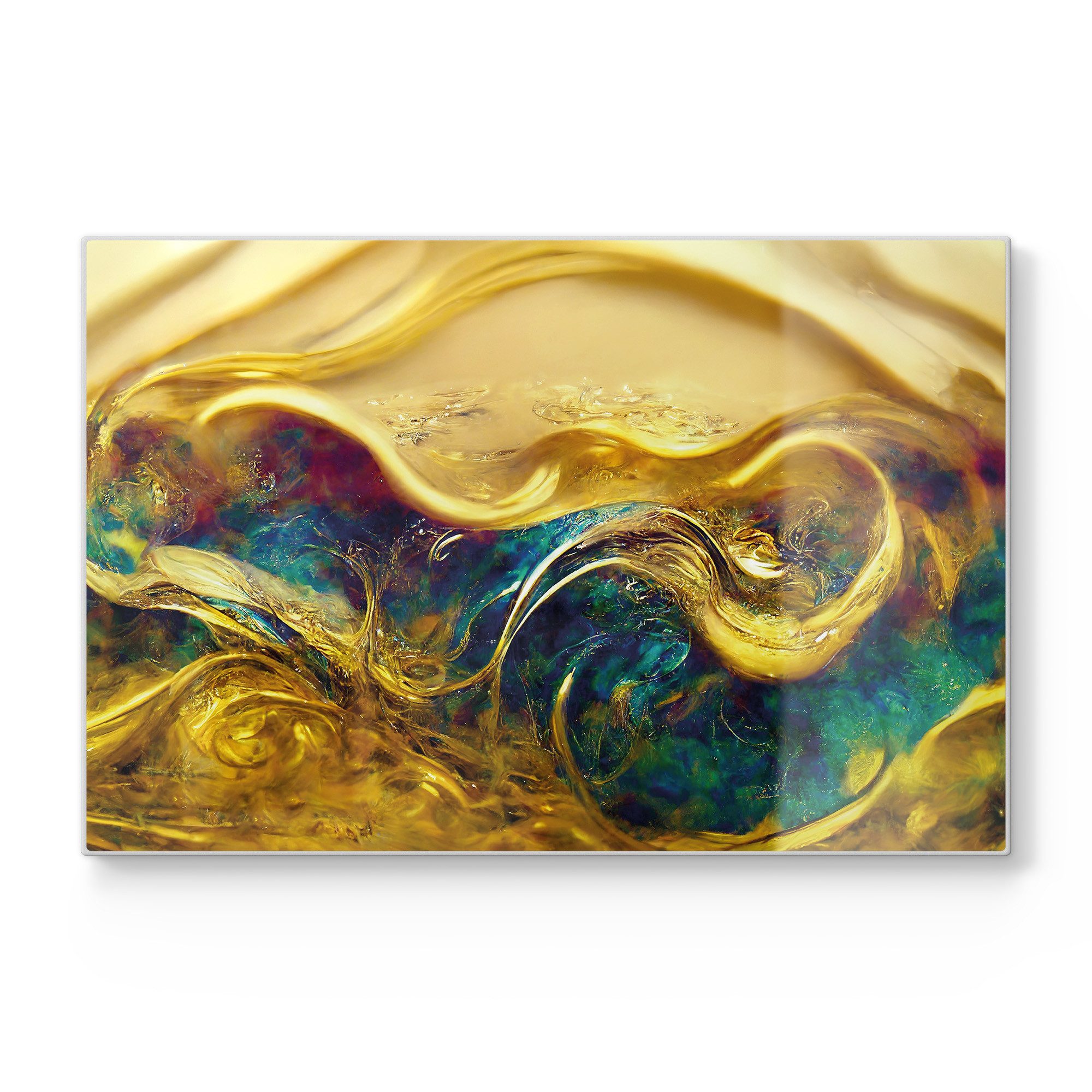 DEQORI Schneidebrett 'Goldener Wirbeltraum', Glas, Platte Frühstücksbrett Schneideplatte