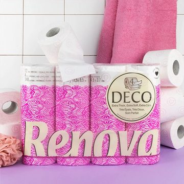 Renova Toilettenpapier Renova Toilettenpapier 4-lagig weiß dekoriert parfümiert – 12 Rollen