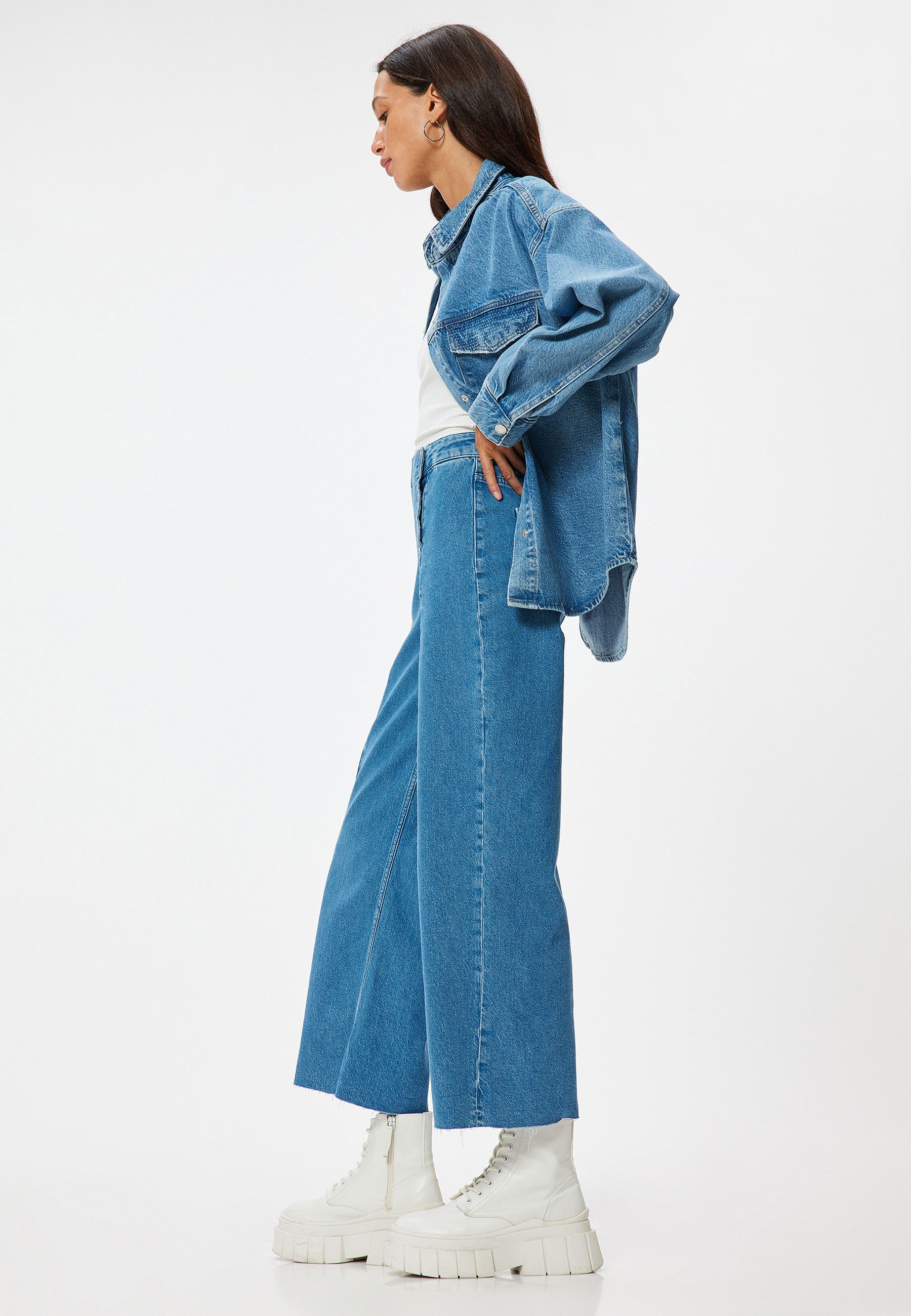 Koton High-waist-Jeans Hohe Leibhöhe Culotte High-waist-Jeans