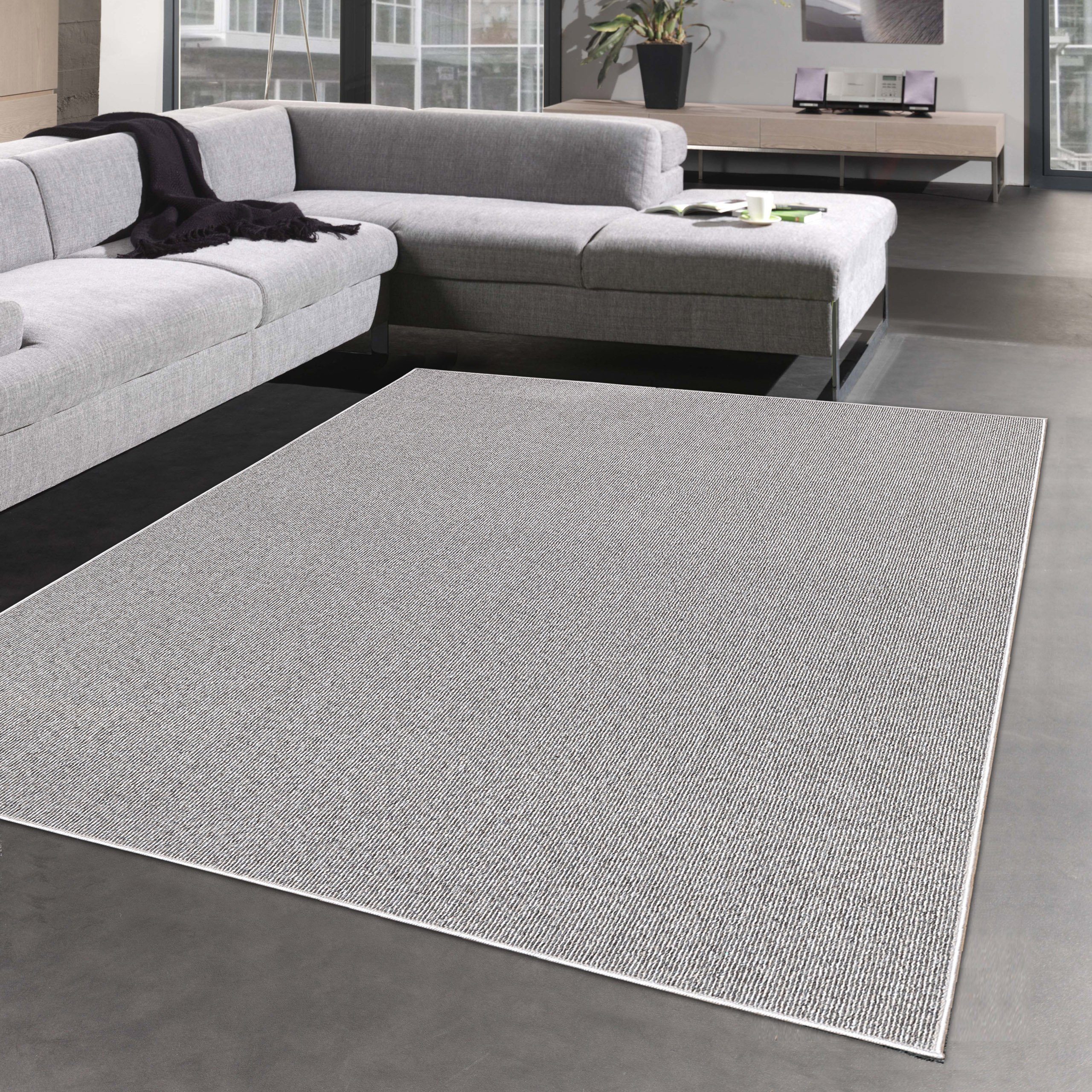 Carpetia Teppich Teppich flach-gewebt für Eingang & Diele • einfarbig in grau, rechteckig