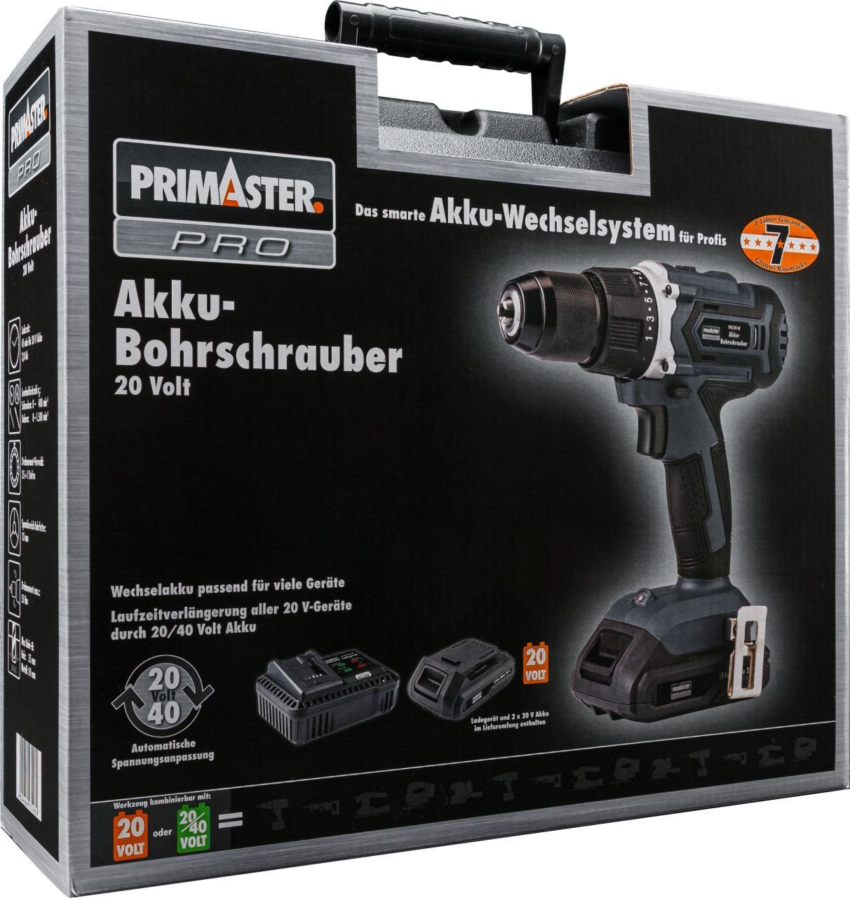 Primaster Akku-Bohrschrauber Primaster Pro PAS20-W mit V Akku-Bohrschrauber 20