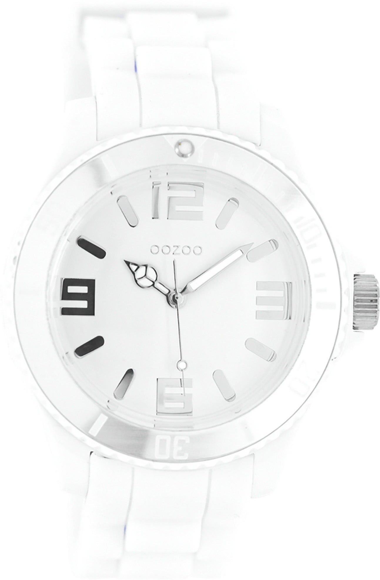 OOZOO Quarzuhr Oozoo Unisex Armbanduhr Vintage Series, (Analoguhr), Damen, Herrenuhr rund, groß (ca. 43mm) Silikonarmband weiß