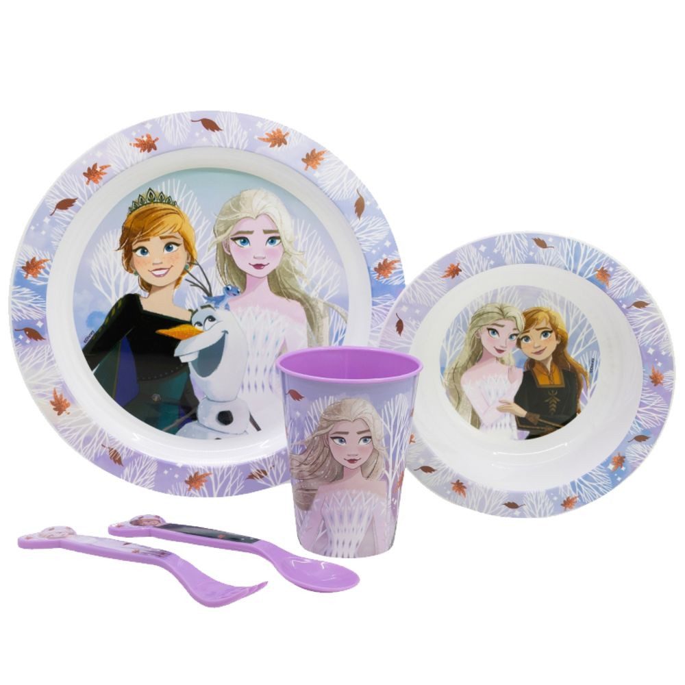 Disney Frozen Kindergeschirr-Set 5-teiliges Geschirr-Frühstück-Set & Besteck Disney Frozen, Kunststoff