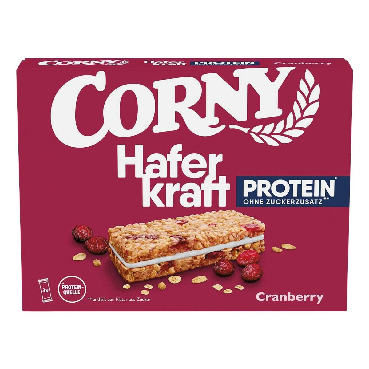 CORNY Haferkraft Protein Cranberry Riegel, 3x 40 g, Haferriegel