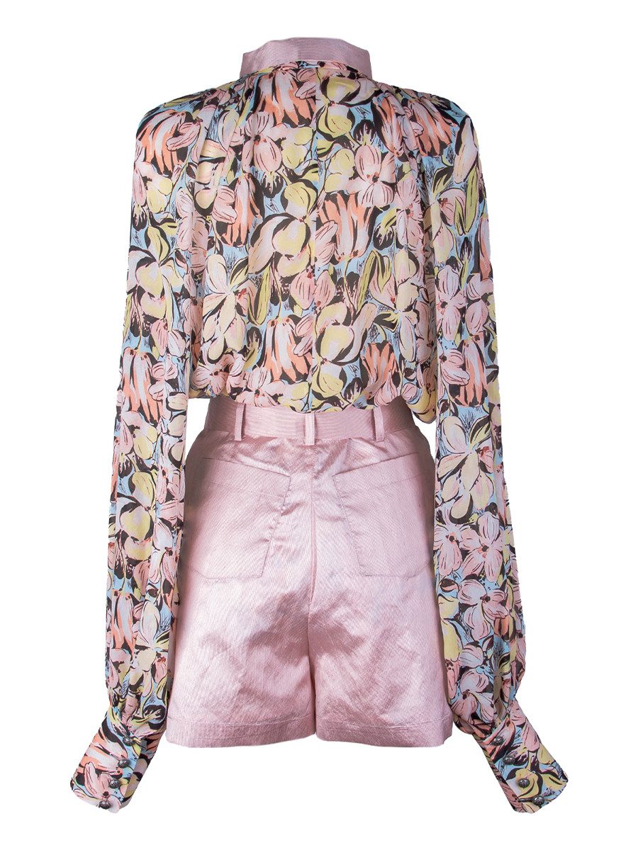 RUA & RUA Chiffonbluse Bluse und Shorts Set Zweiteiler aus Seide (Set, 2-tlg., 2er-Pack, Bluse mit Shorts)