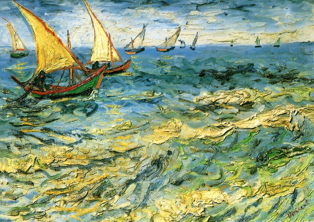 Postkarte Kunstkarte Vincent van Gogh "Das Meer bei Saintes-Maries"